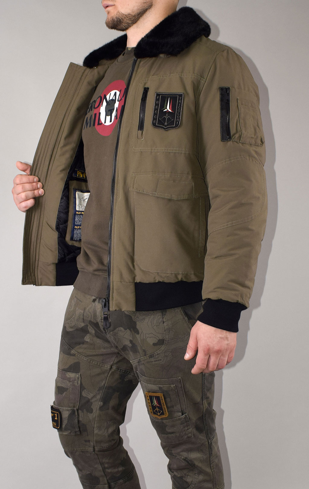 Куртка-пилот AERONAUTICA MILITARE FW 20/21/CN verde medio (AB 1907) 