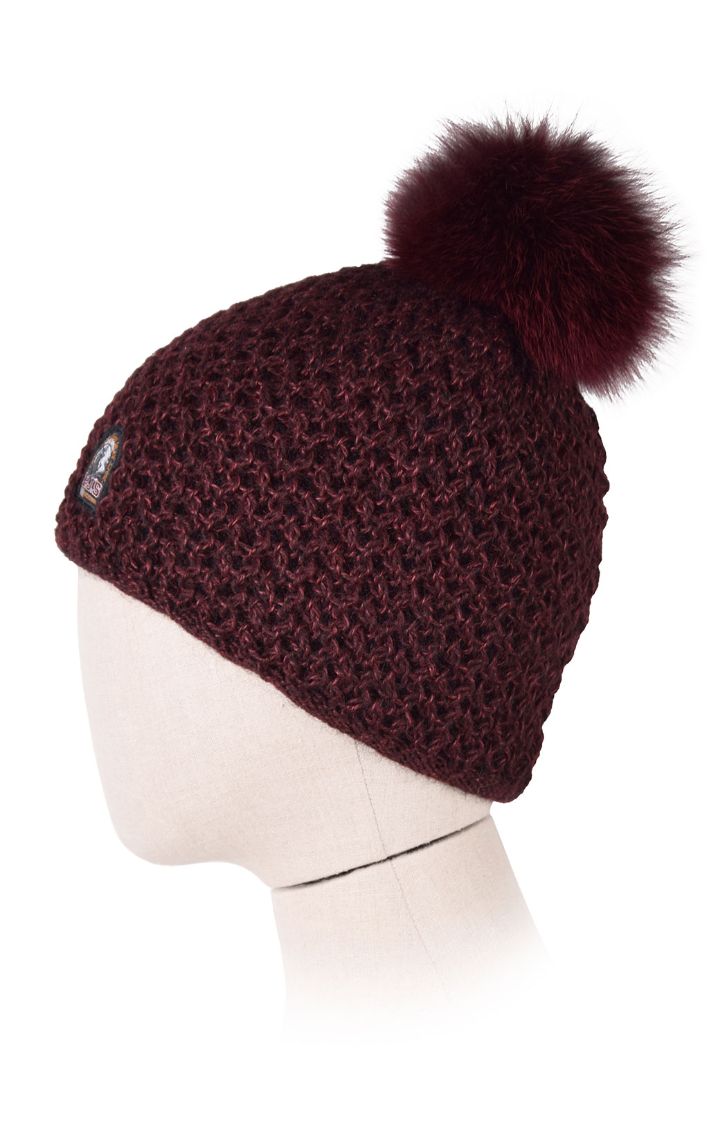 Женская шапка вязаная с помпоном PARAJUMPERS ELEGANCE HAT burgundy 