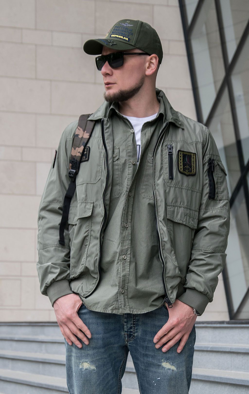 Ветровка-бомбер AERONAUTICA MILITARE SS 23 m/BD verde (AB 2071) 