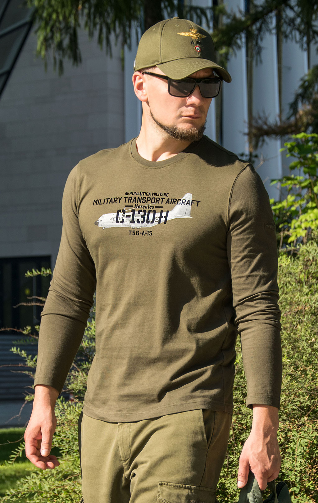 Лонгслив AERONAUTICA MILITARE big size FW 23/24/TR off green (TS 2132) 