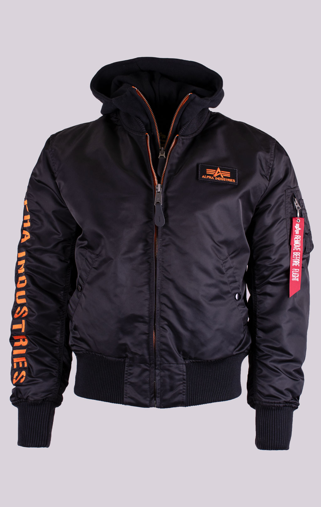 Куртка-бомбер лётная ALPHA INDUSTRIES MA-1 D-Tec SE black/orange 