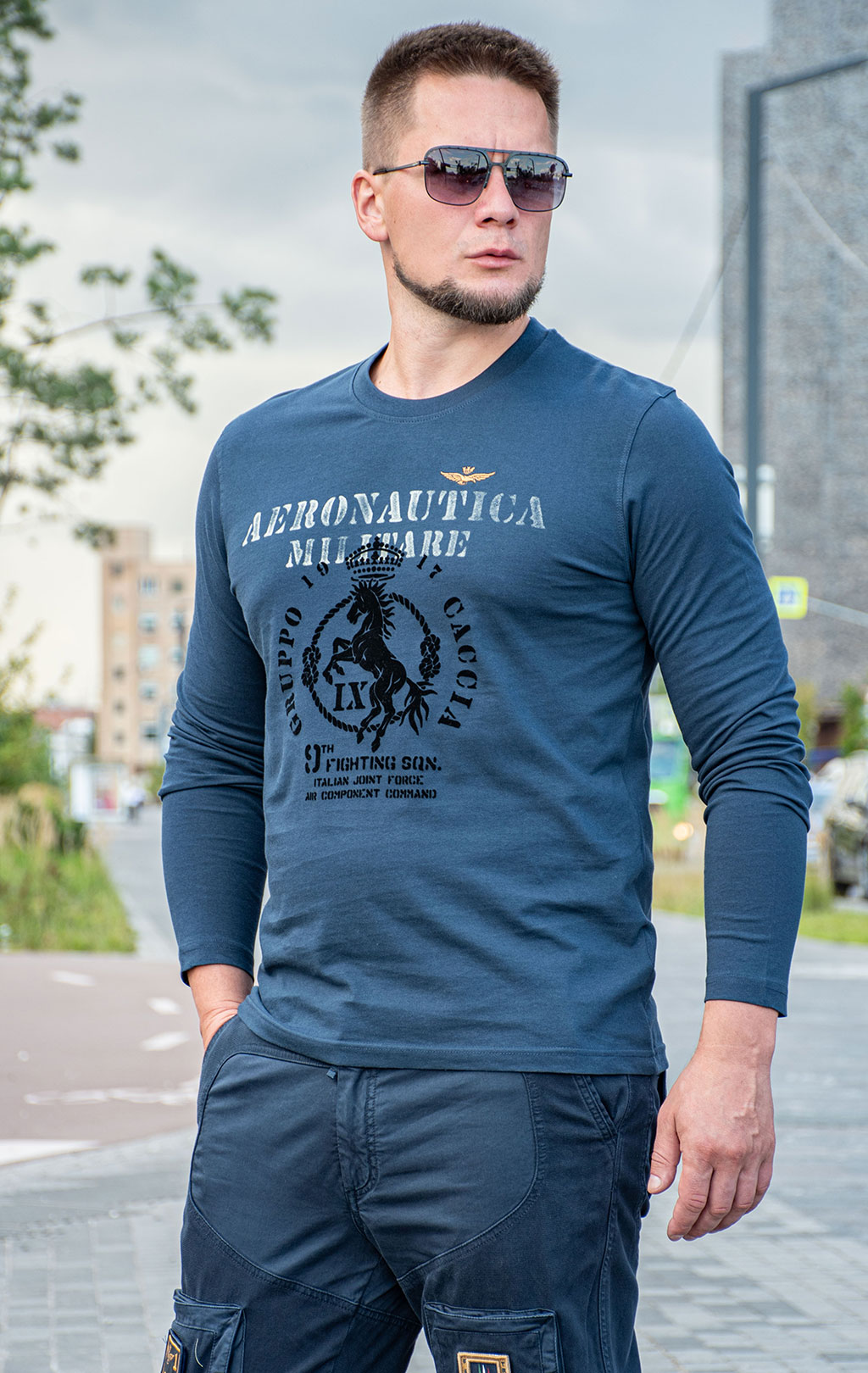 Лонгслив AERONAUTICA MILITARE FW 25/26/BD blue navy (TS 2471) 