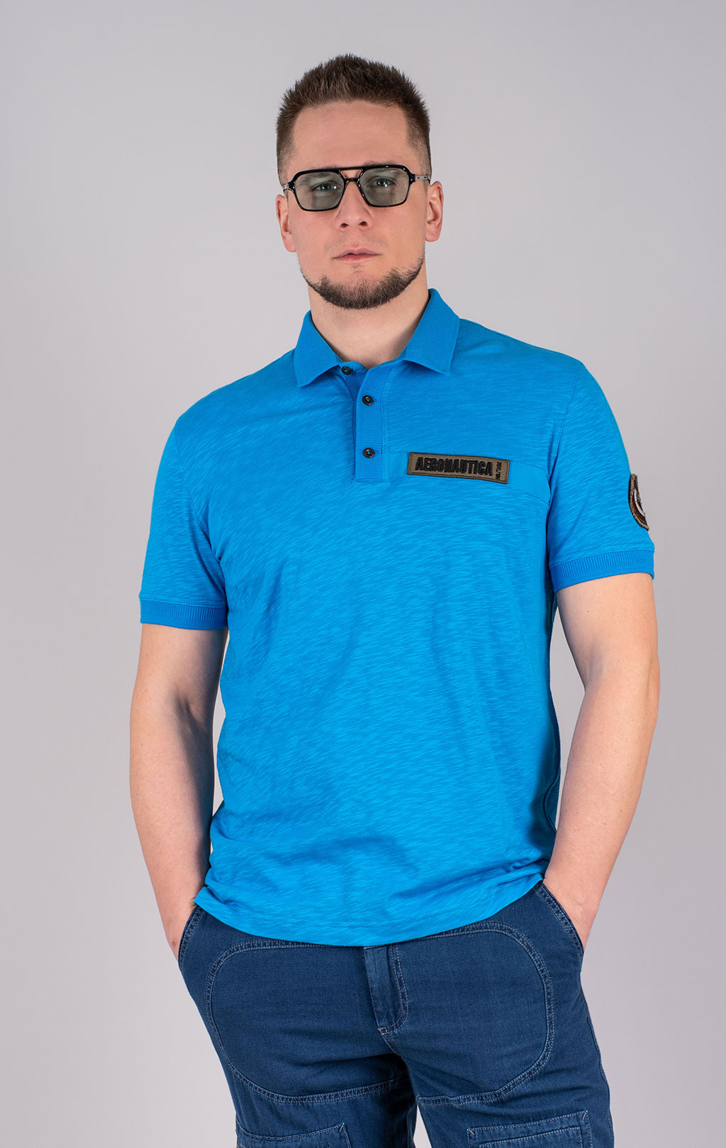 Футболка-поло AERONAUTICA MILITARE SS 25 m/TR brilliant blue (PO 1865) 