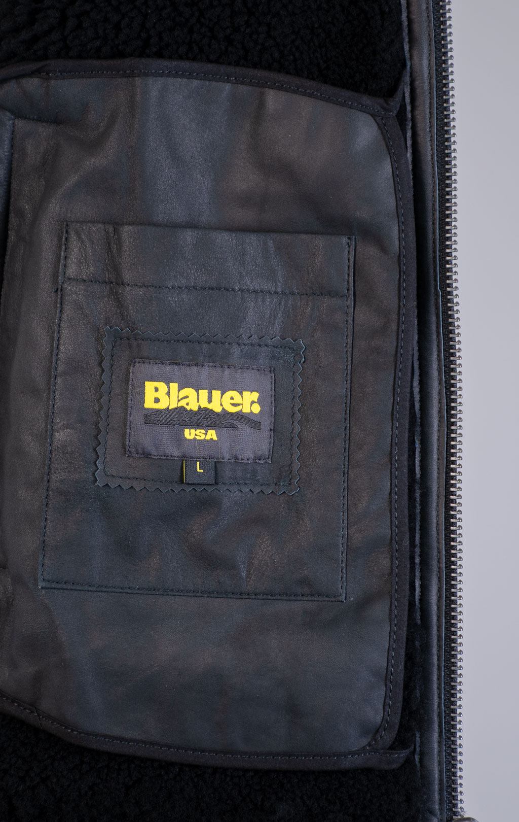 Куртка-пилот пуховая BLAUER FENNER кожа FW 25/26 black (L01333) 