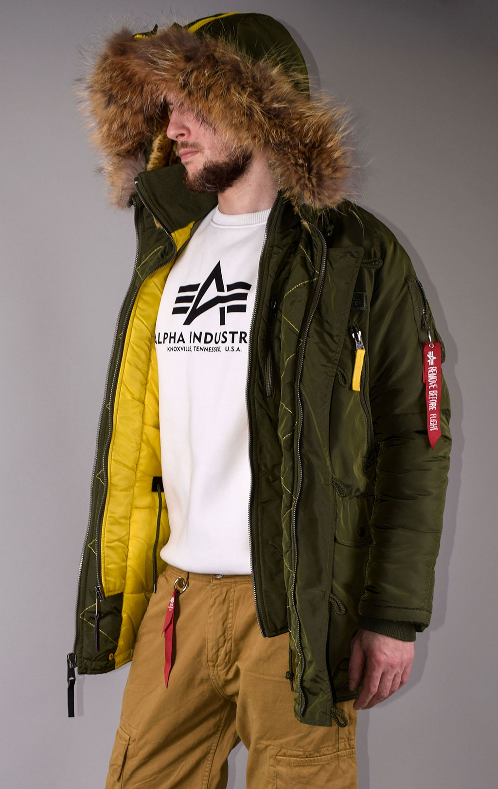 Аляска ALPHA INDUSTRIES PPS big size N-3B натур. мех dark green 