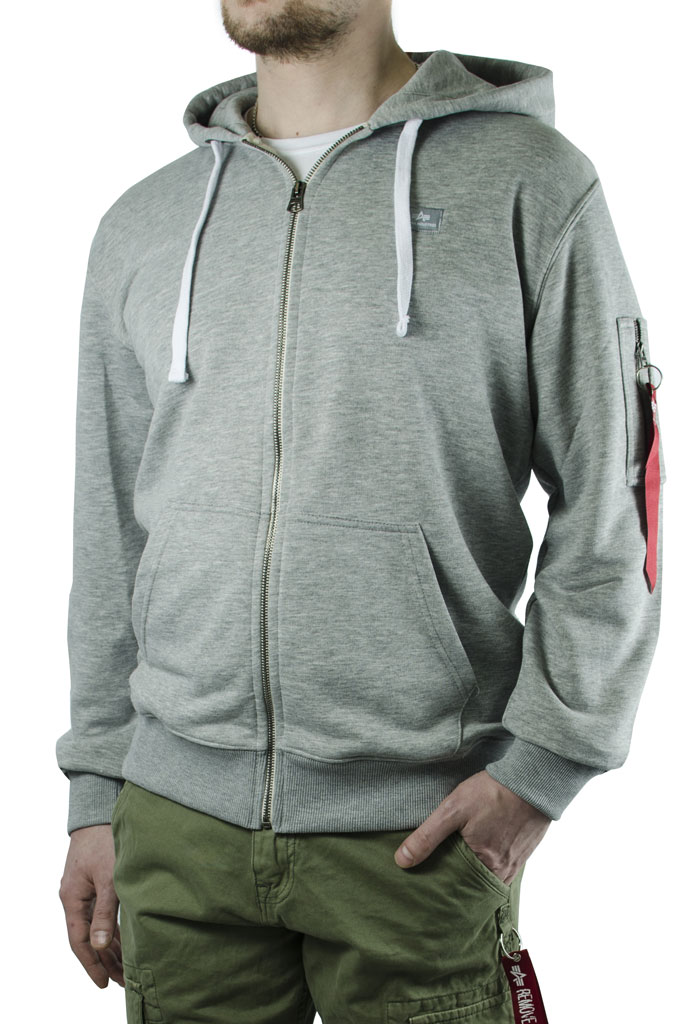 Толстовка ALPHA INDUSTRIES X-FIT ZIP HOODY grey heather 