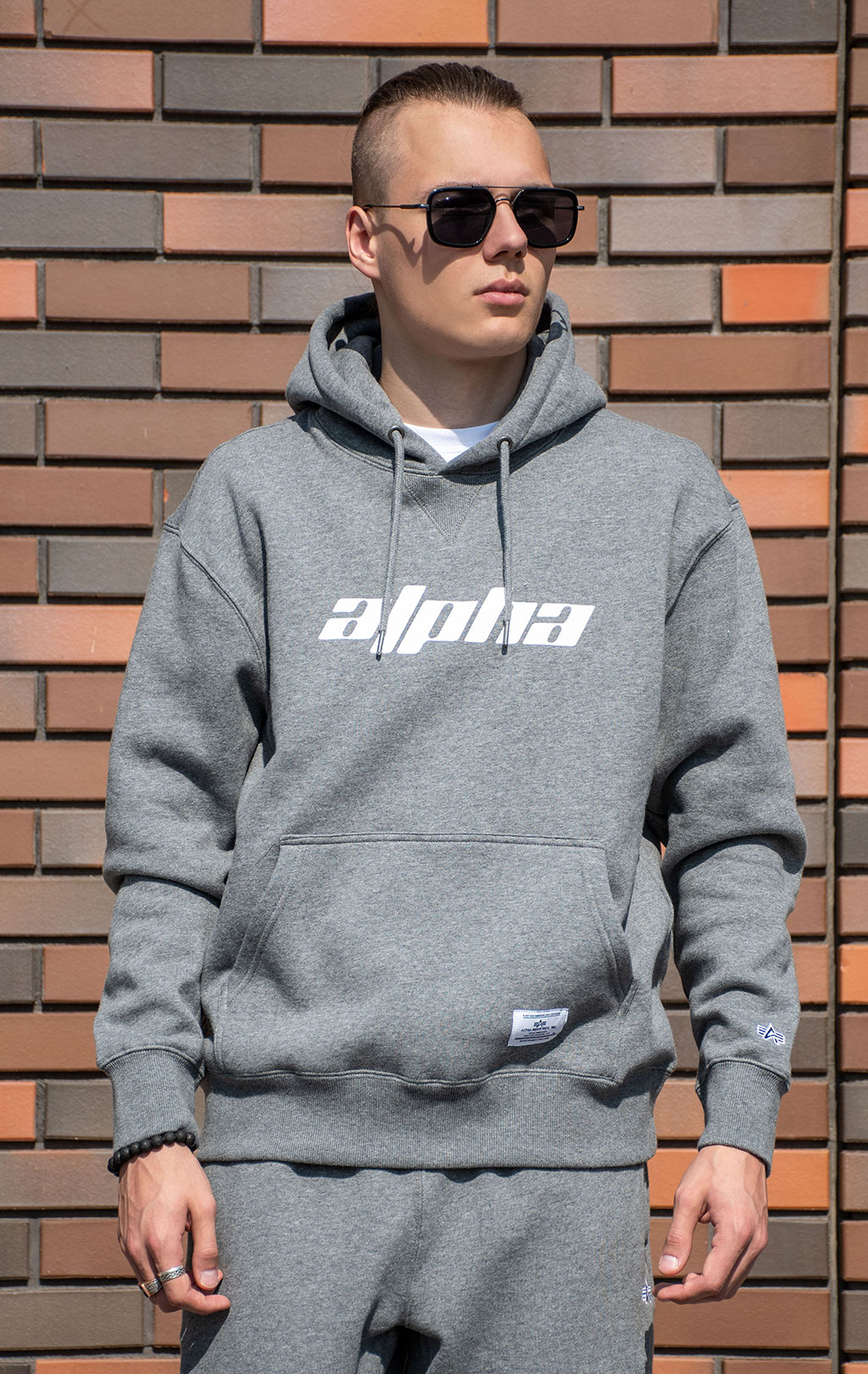 Толстовка ALPHA INDUSTRIES ALPHA LOGOS HOODIE FW 24/25 medium charcoal heather 