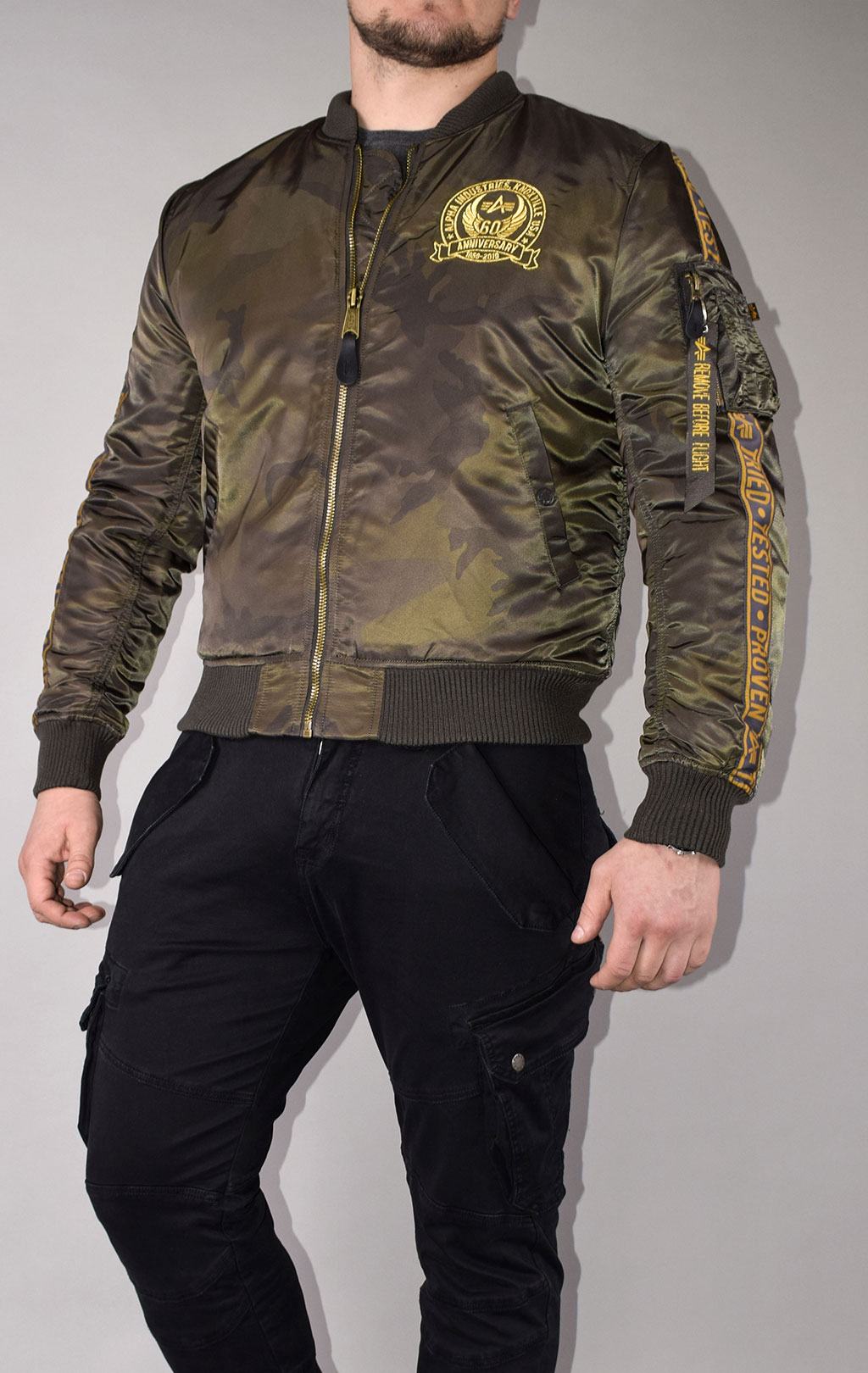 Бомбер ALPHA INDUSTRIES 60TH ANNIVERSARY MA-1 dark olive camo 