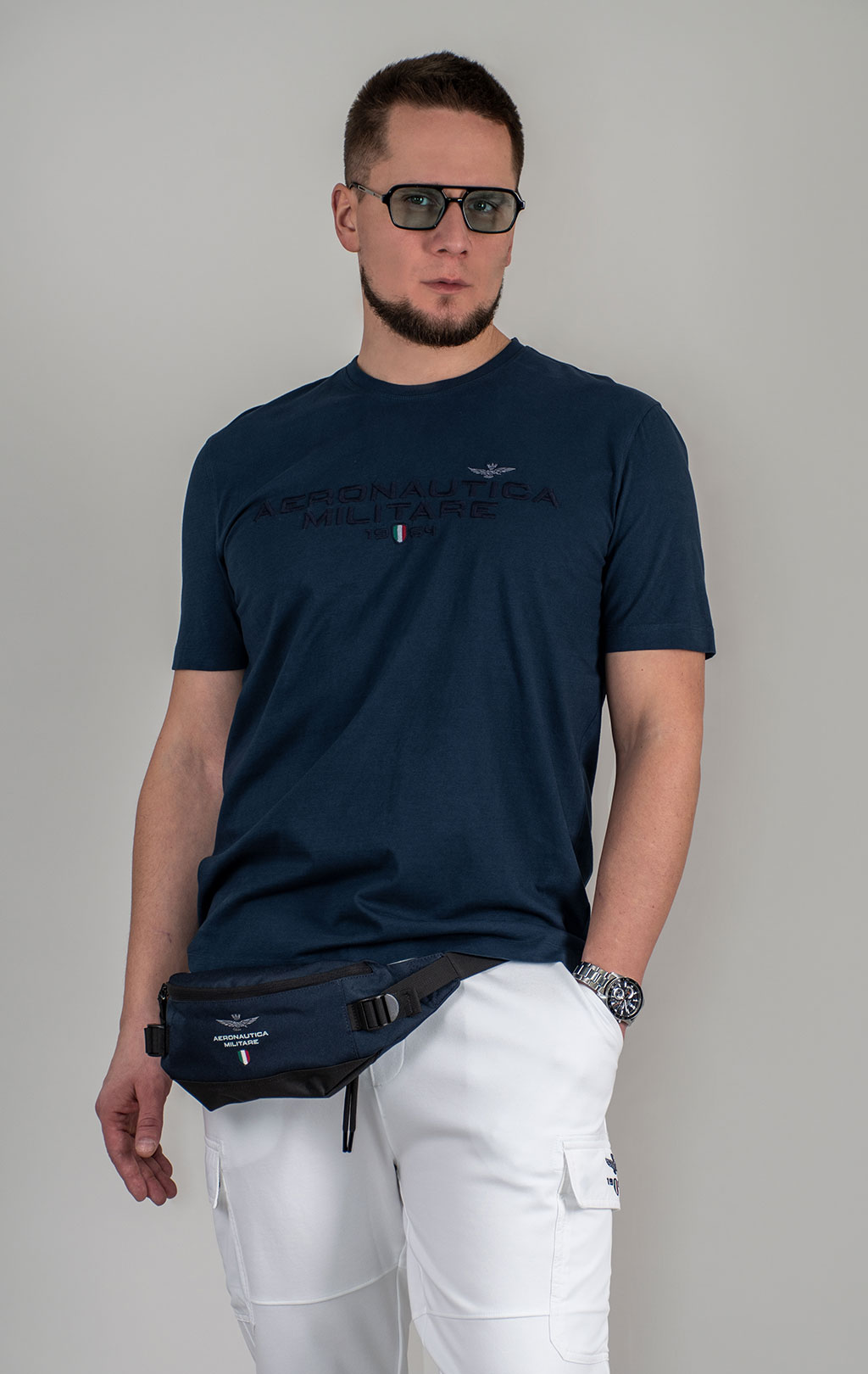 Футболка AERONAUTICA MILITARE SS 25 m/TR blue navy washed (TS 2378) 