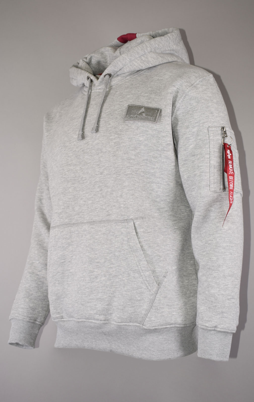 Толстовка ALPHA INDUSTRIES RED STRIPE HOODY grey heather 