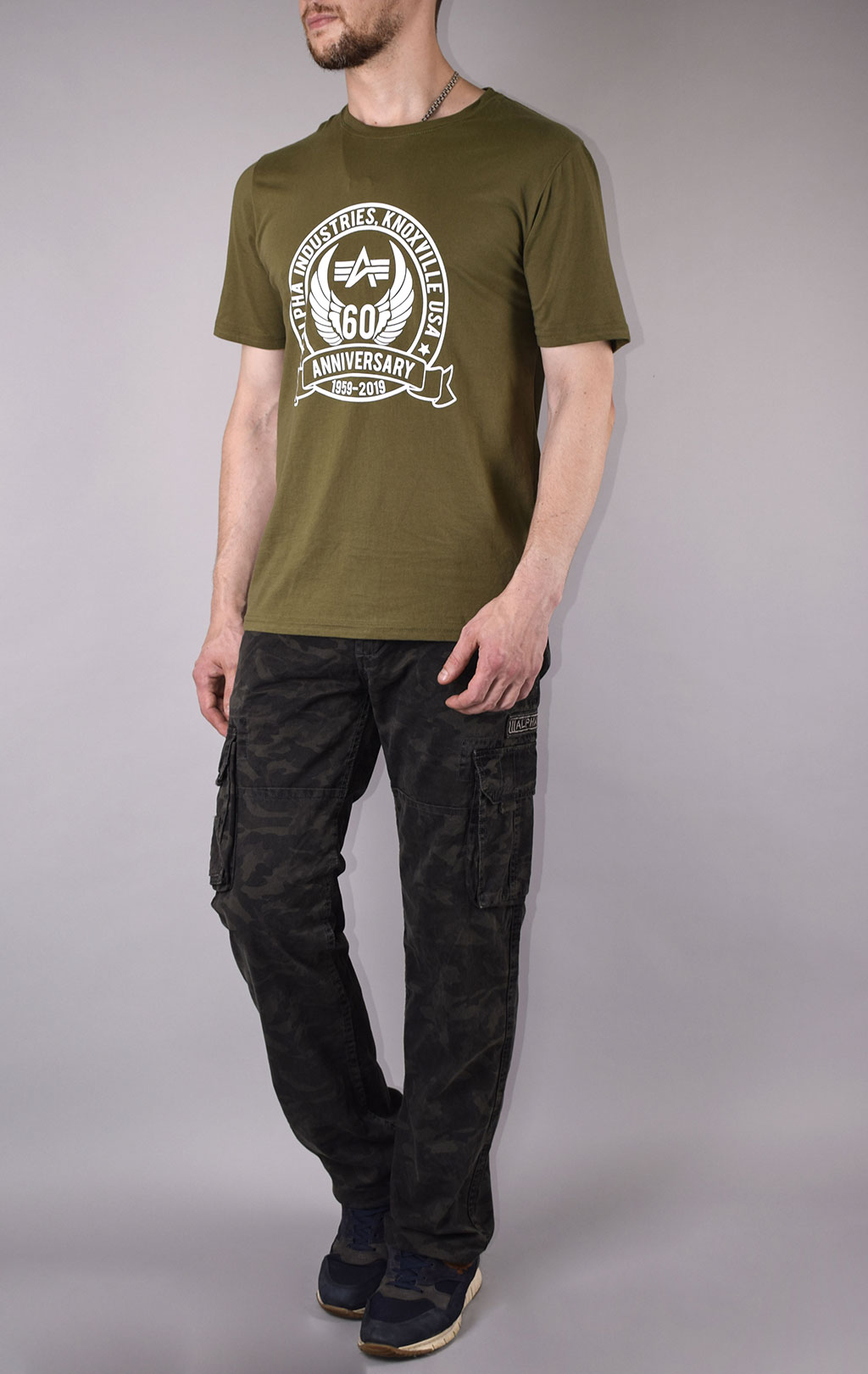 Футболка ALPHA INDUSTRIES 60TH ANNIVERSARY deep olive 