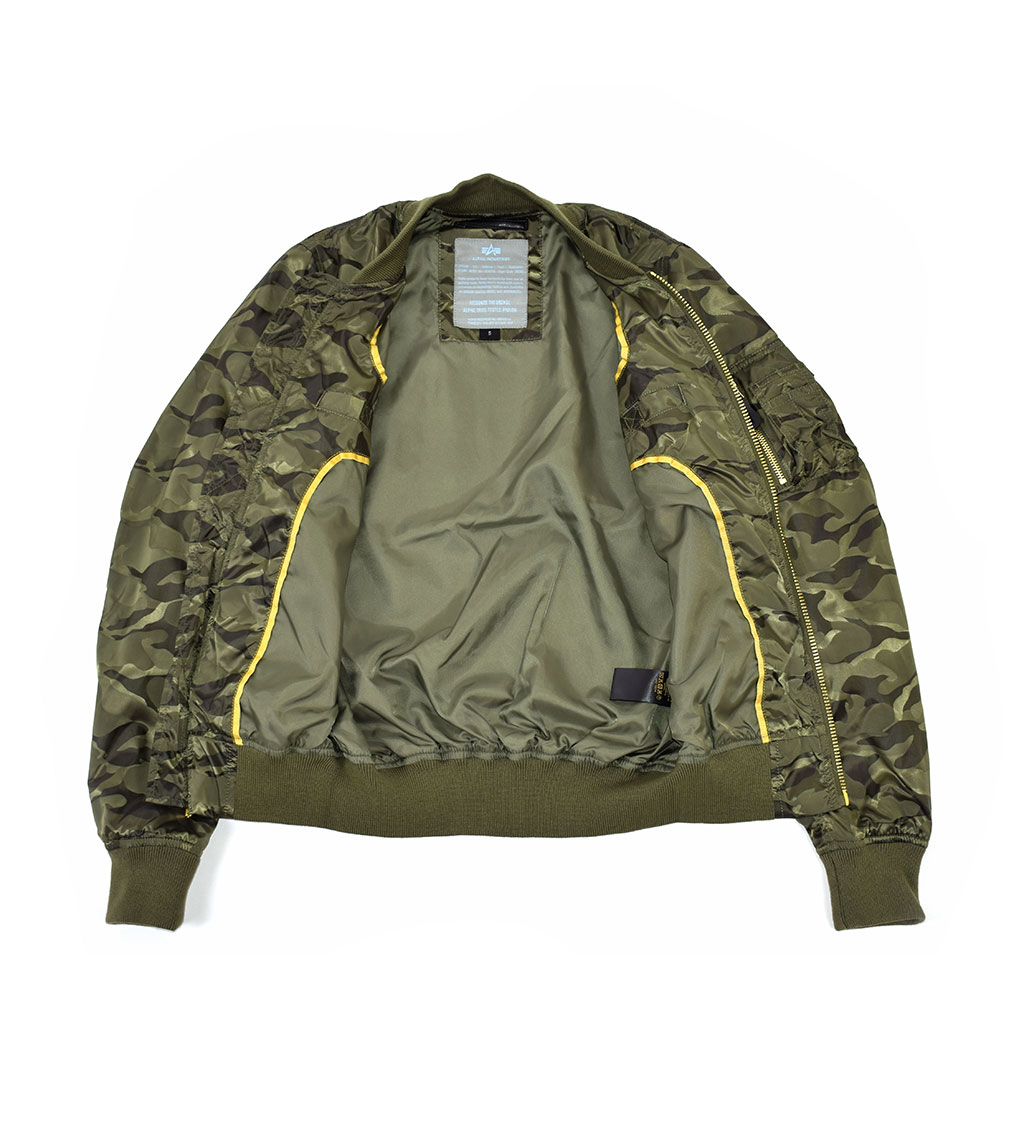 Женская ветровка-бомбер лётная ALPHA INDUSTRIES VFLW Shiny Camo MA-1 sage green 