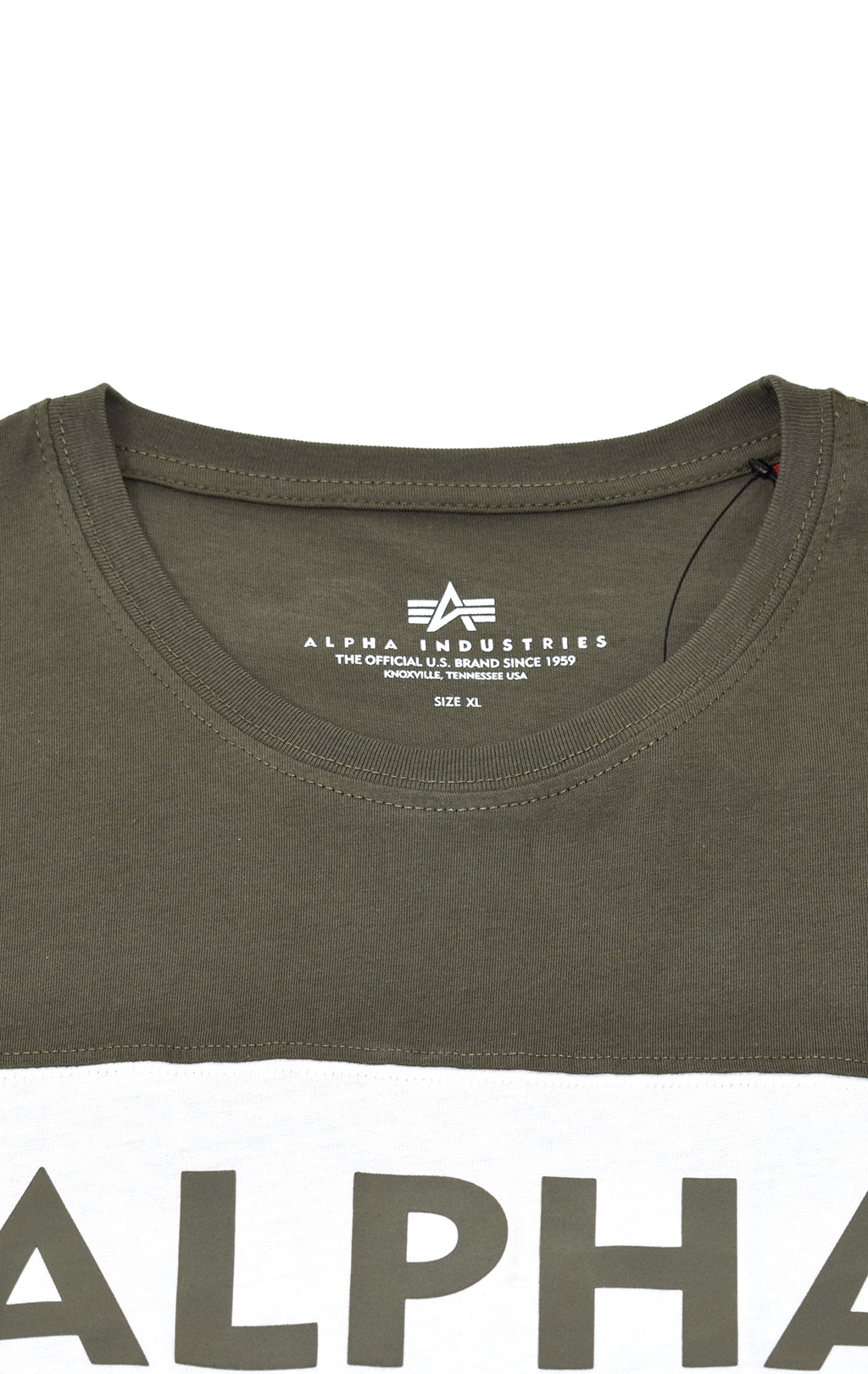 Футболка ALPHA INDUSTRIES ALPHA INLAY dark olive/white 