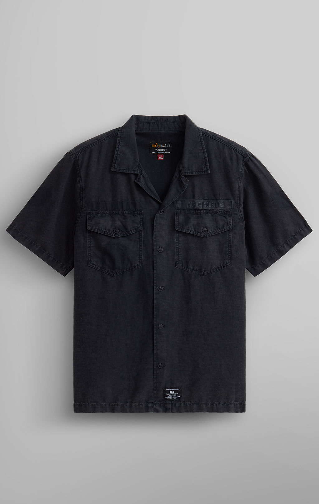 Ветровка-рубашка ALPHA INDUSTRIES SHORT SLEEVE WASHED FATIGUE SHIRT JACKET SS 24 m black 