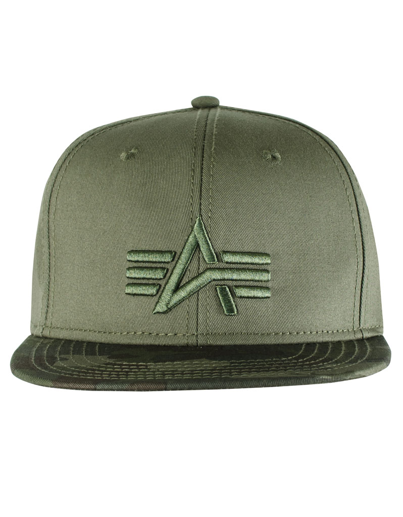 Бейсболка ALPHA INDUSTRIES CAMO LOGO CAP woodland camo 