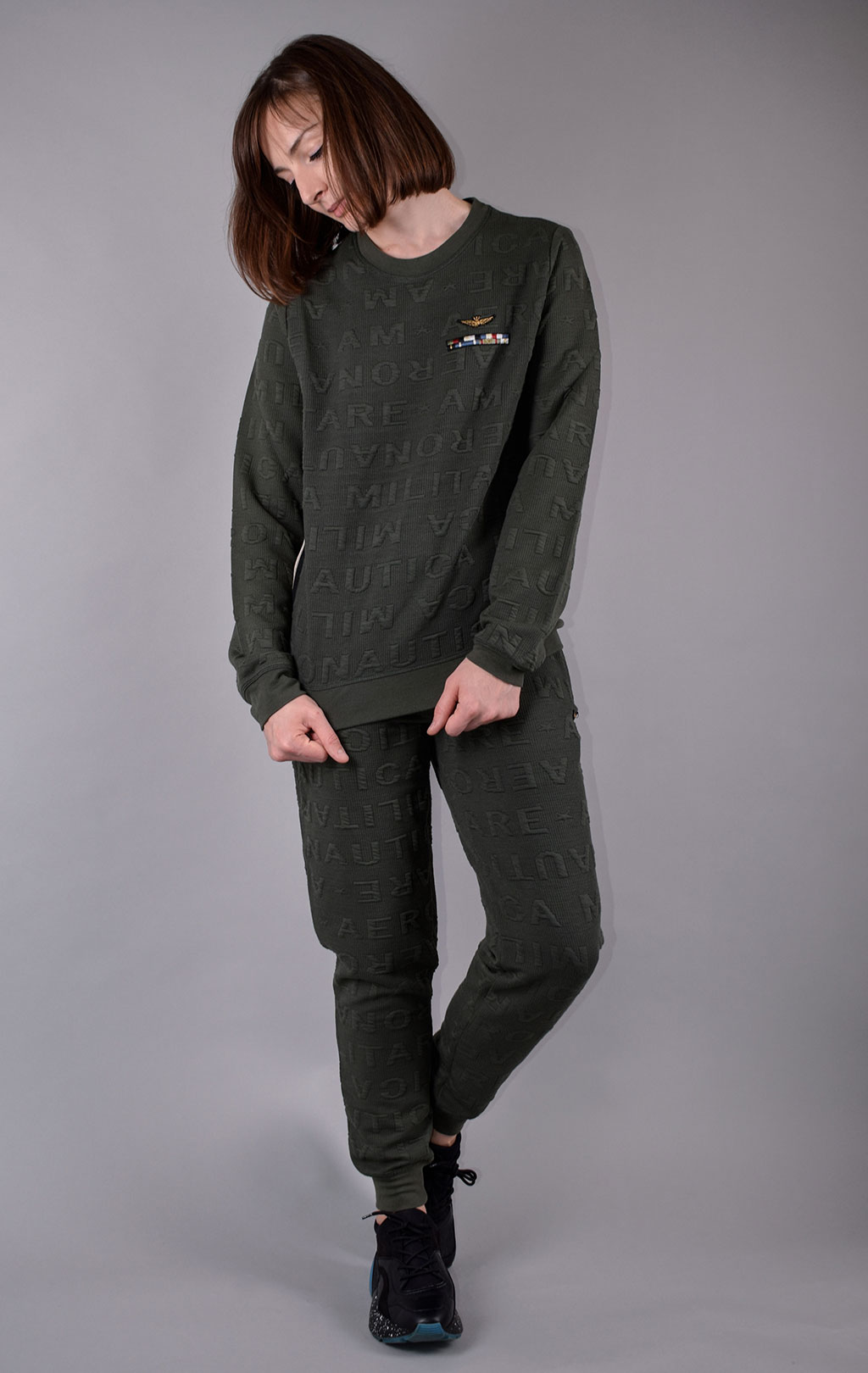 Женский свитшот AERONAUTICA MILITARE FW 19/20 verde militare (FE 1451) 