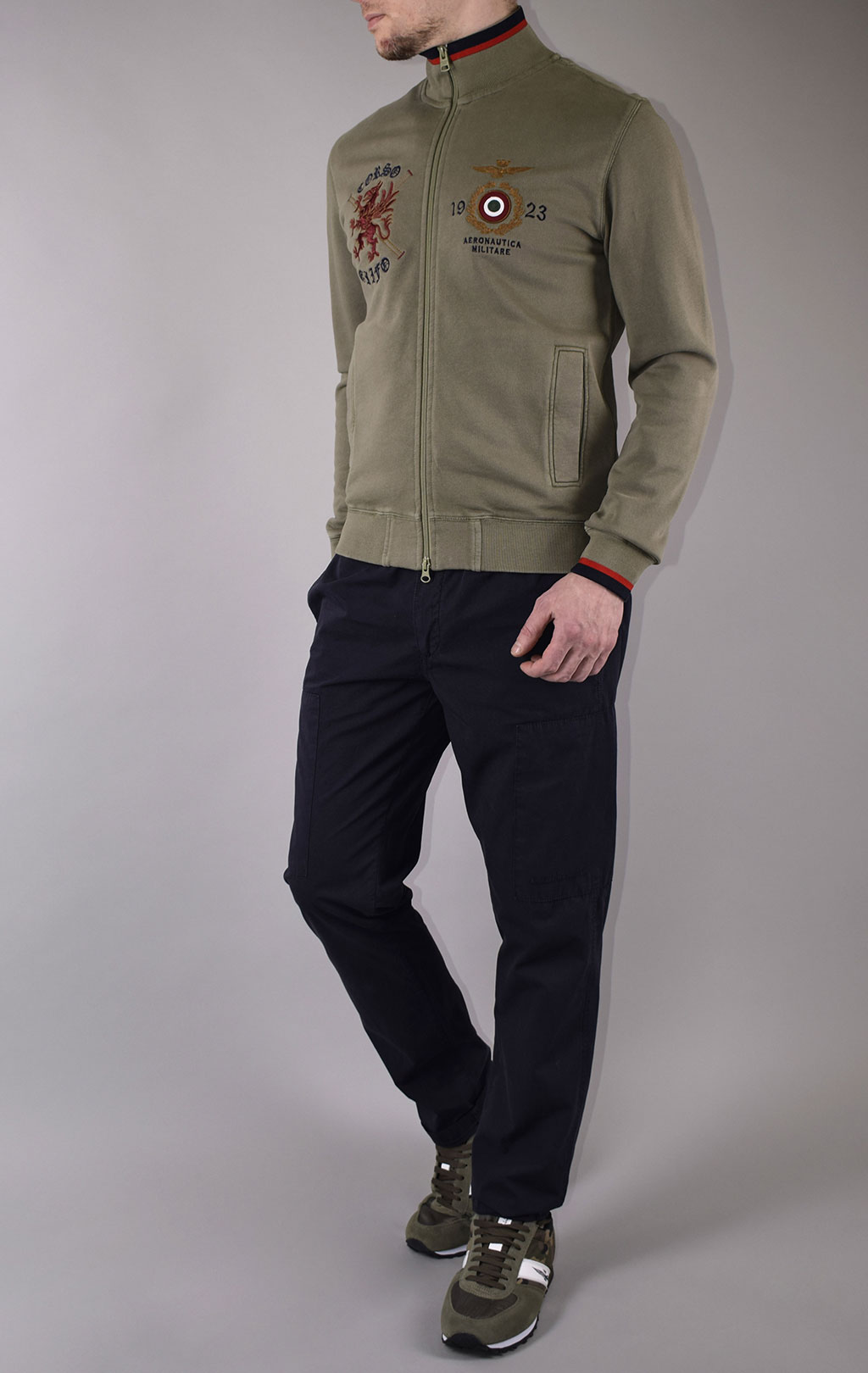 Олимпийка AERONAUTICA MILITARE SS 20/IN verde militare (FE 1488) 