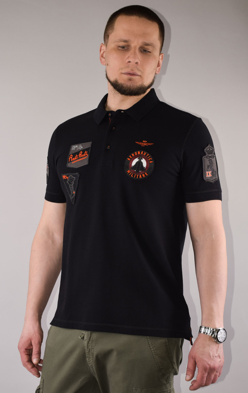 Футболка-поло AERONAUTICA MILITARE big size SS 22/TR jet black (PO 1602) 