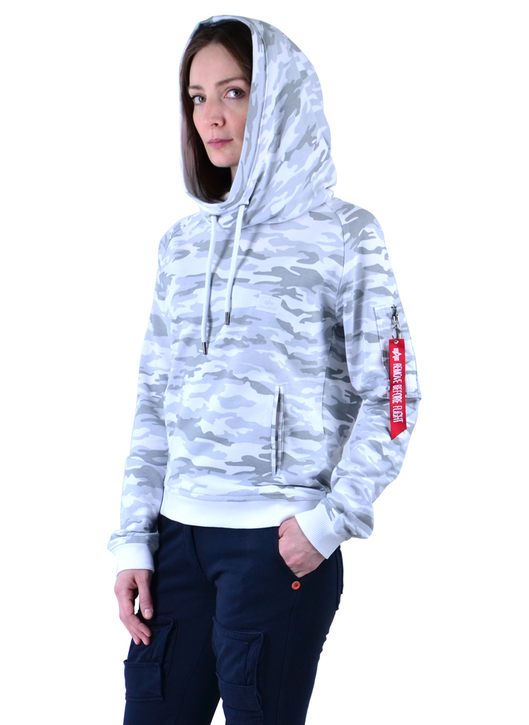 Женская толстовка ALPHA INDUSTRIES X-FIT HOODY white camo 