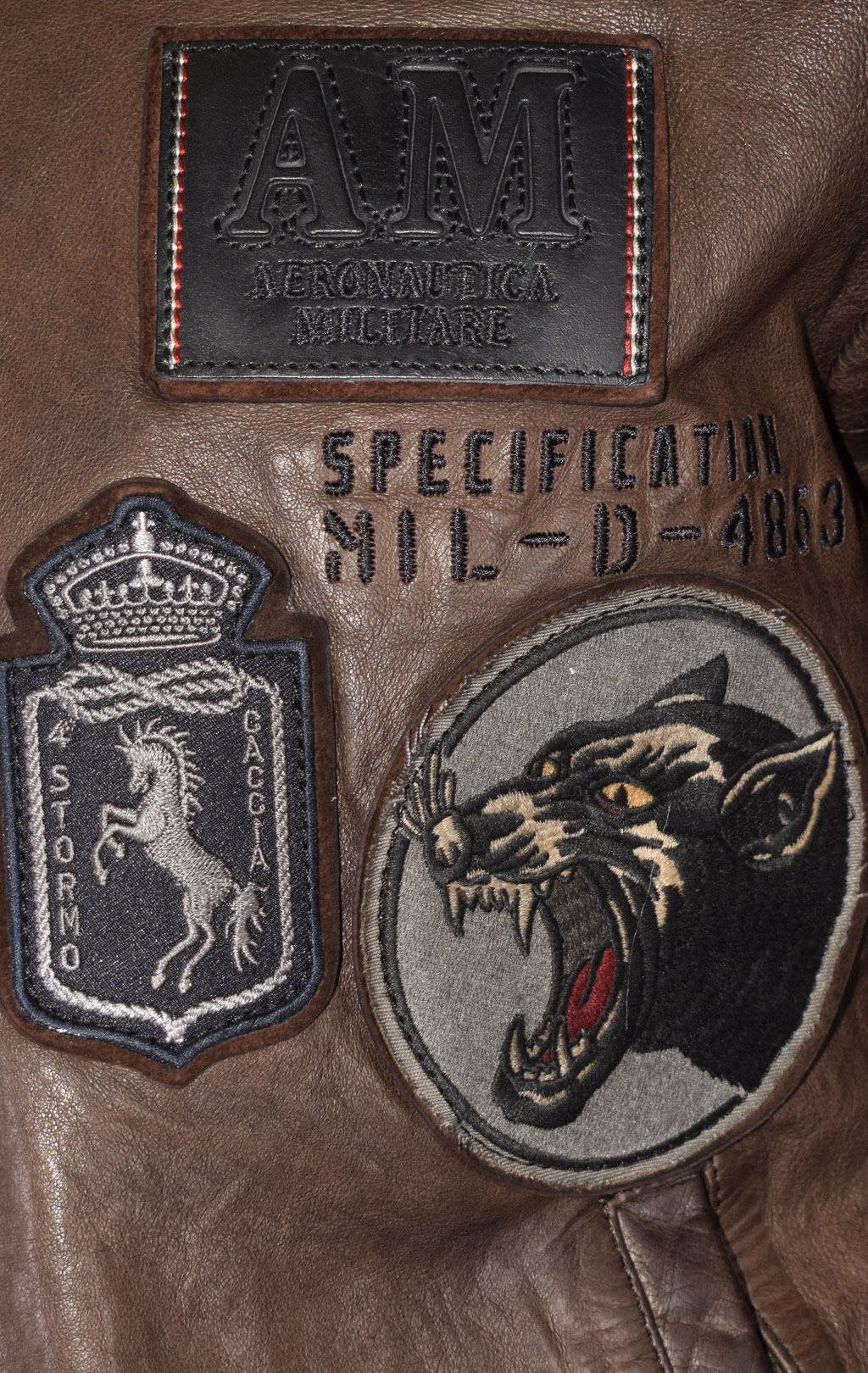 Бомбер AERONAUTICA MILITARE big size кожа SS 22 m/IT marrone (PN 5016) 