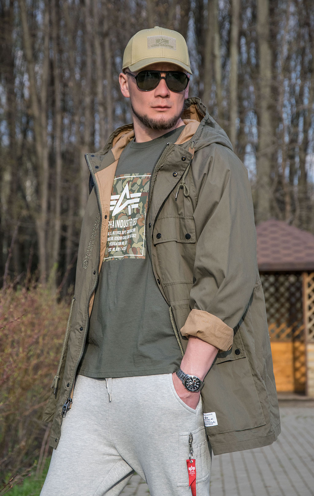 Ветровка ALPHA INDUSTRIES HOODED FIELD JACKET M-65 SS 23 m OG-107 green 