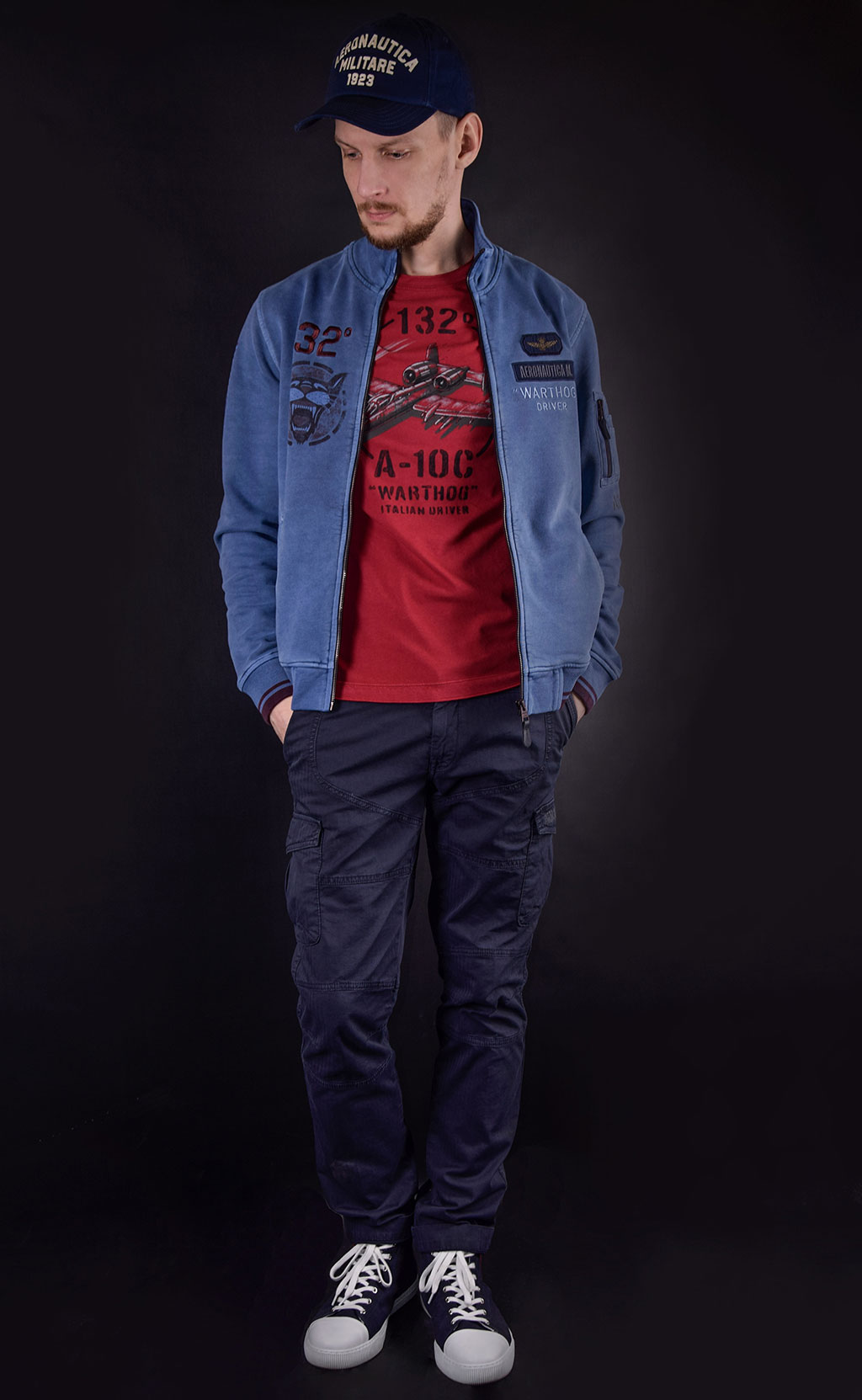 Толстовка AERONAUTICA MILITARE SS19 blue aperto (FE 1373) 