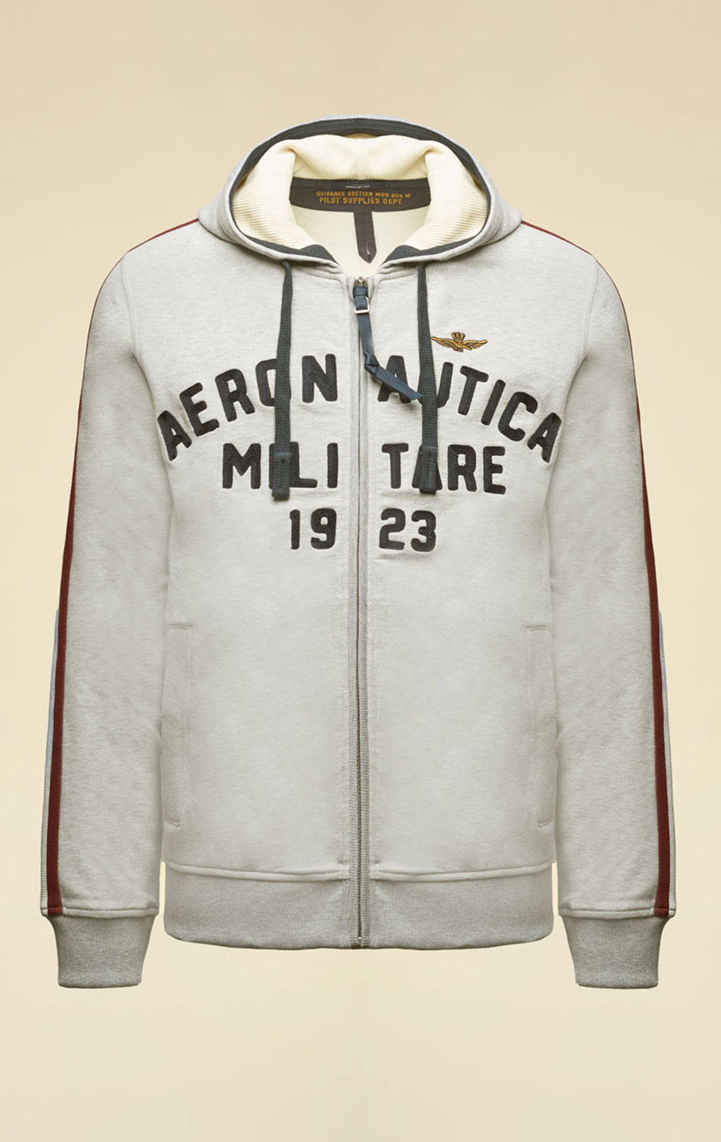 Толстовка с капюшоном AERONAUTICA MILITARE FW 25/26/TR grigio melange (FE 2070) 