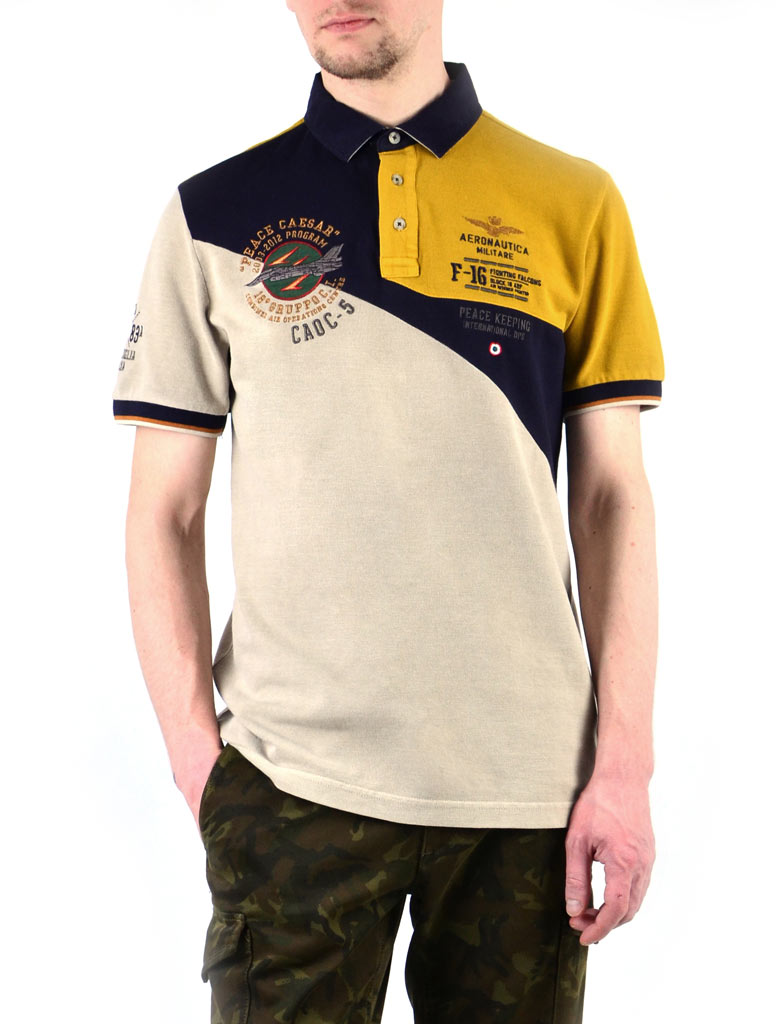 Футболка-поло AERONAUTICA MILITARE blue/giallo/sabbia (PO 1236) 