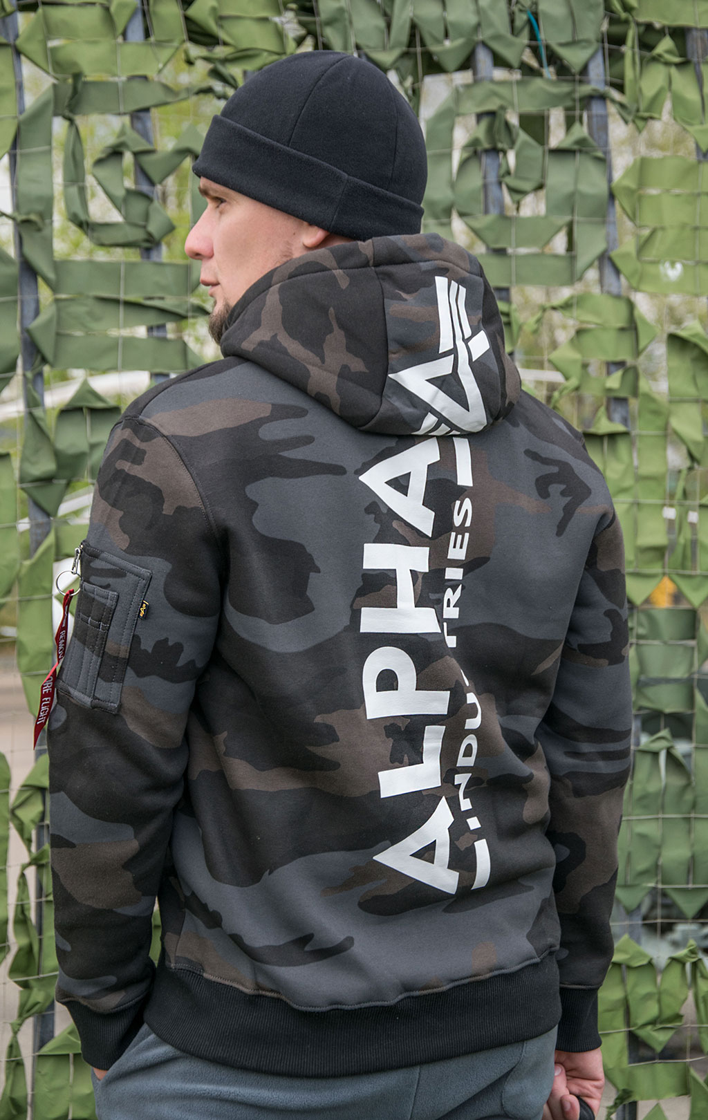 Толстовка ALPHA INDUSTRIES BACK PRINT HOODY CAMO black camo 