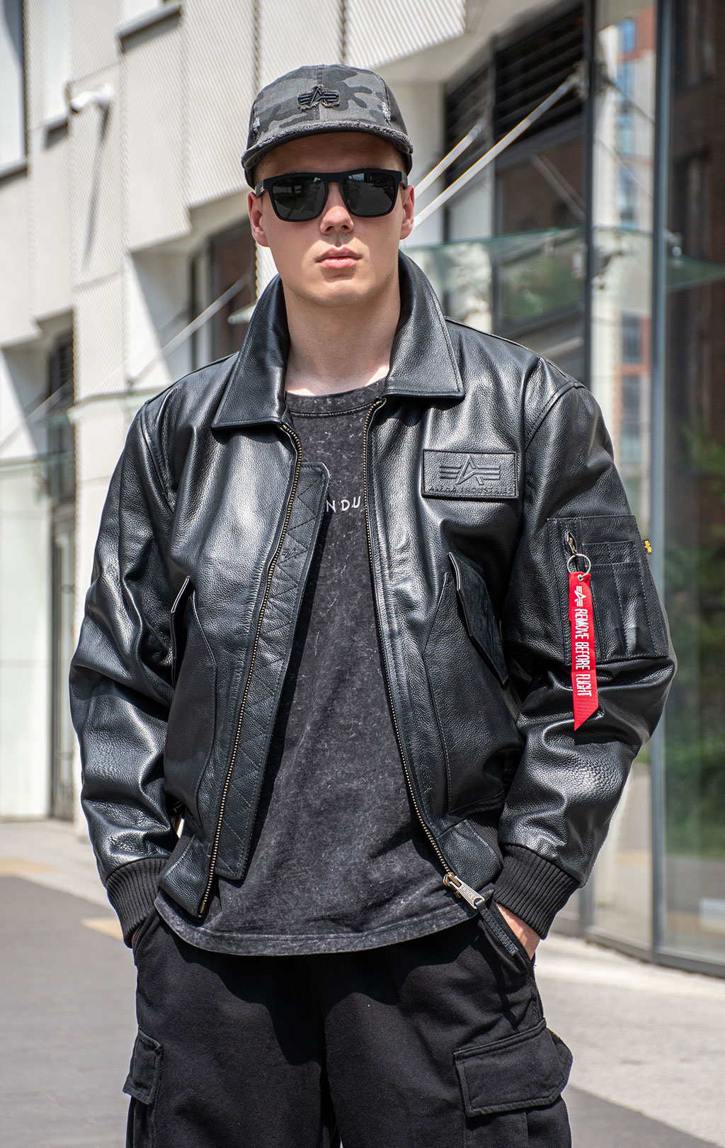 Куртка лётная ALPHA INDUSTRIES CWU Leather HERITAGE black 
