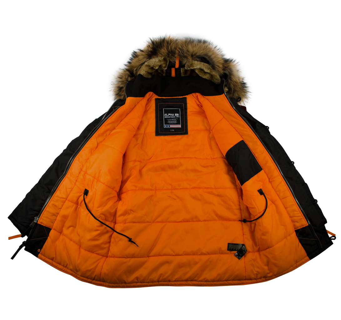 Аляска ALPHA INDUSTRIES PPS N-3B натур. мех black/orange 