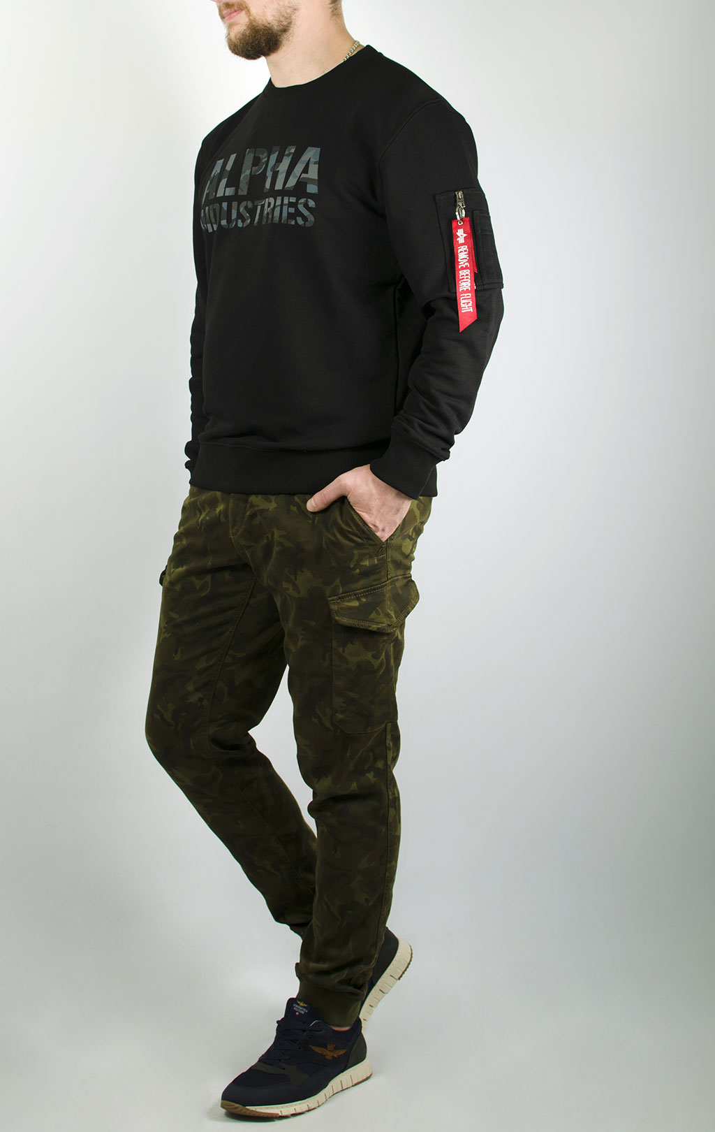 Свитшот ALPHA INDUSTRIES CAMO PRINT black/black 