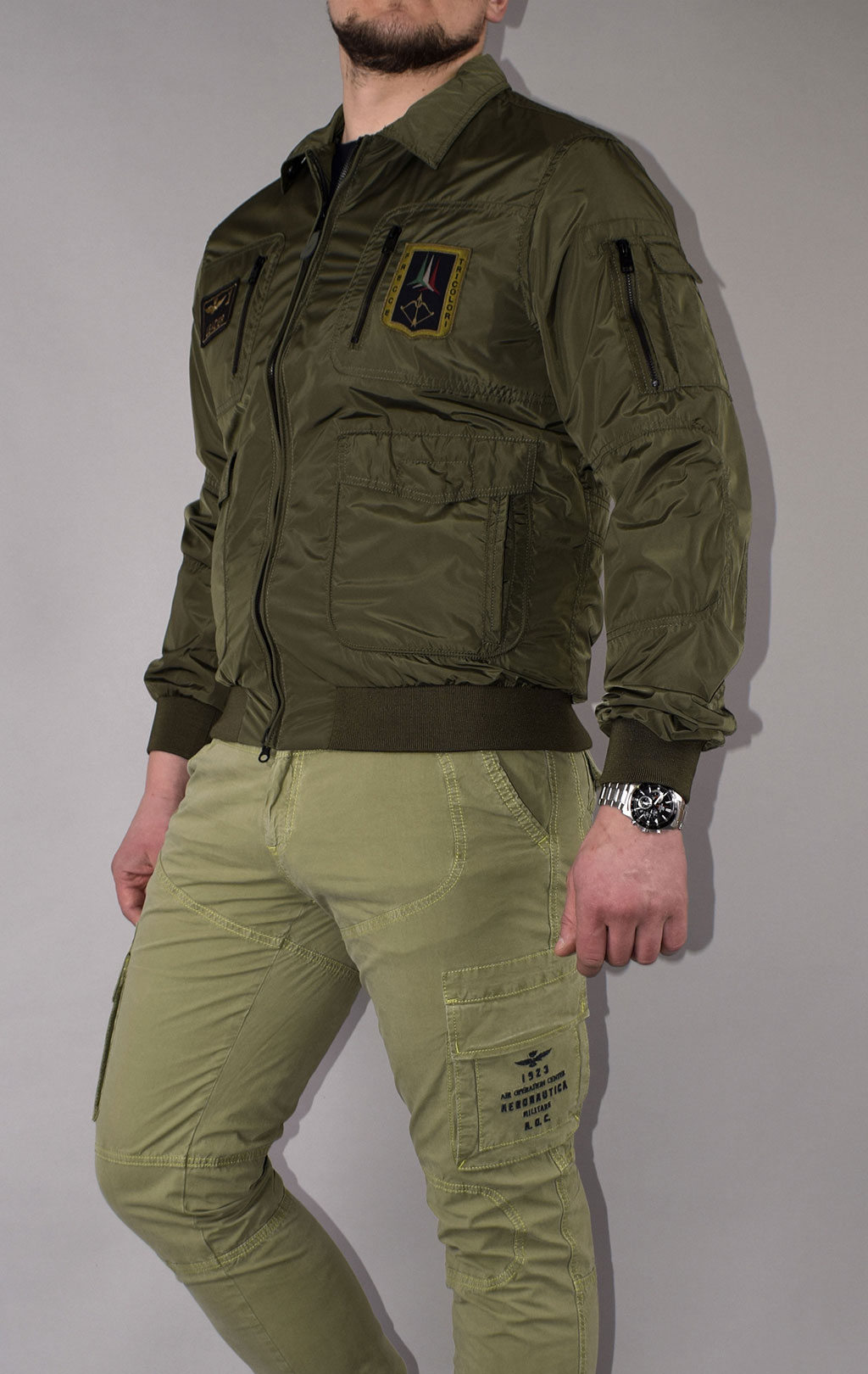 Ветровка-бомбер AERONAUTICA MILITARE SS 21 m/CN verde scuro (AB 1719) 