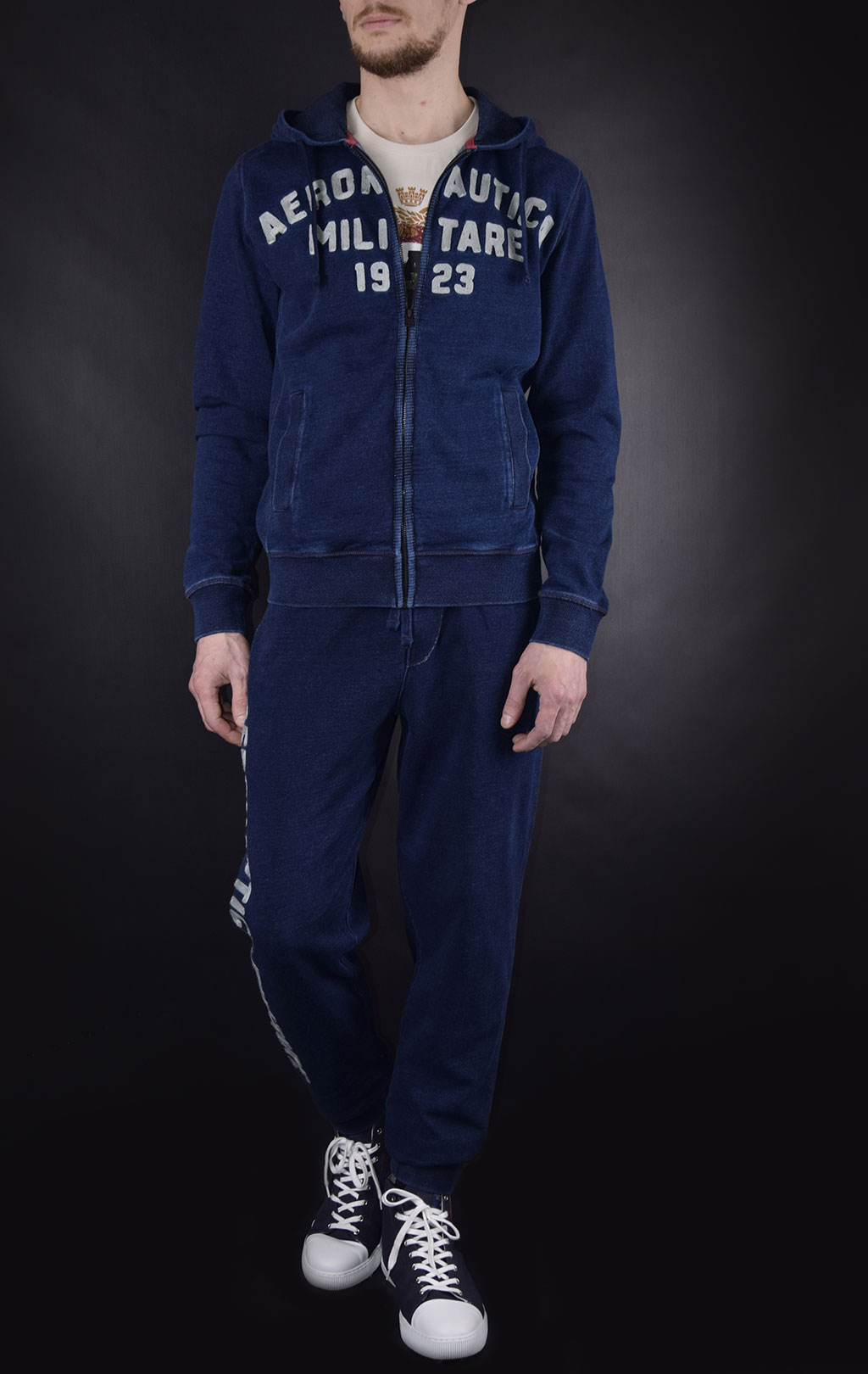 Толстовка с капюшоном AERONAUTICA MILITARE SS19 indigo (FE 1357) 