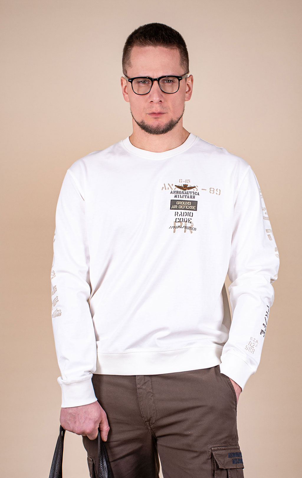 Свитшот AERONAUTICA MILITARE SS 26/TR off white (FE 2099) 
