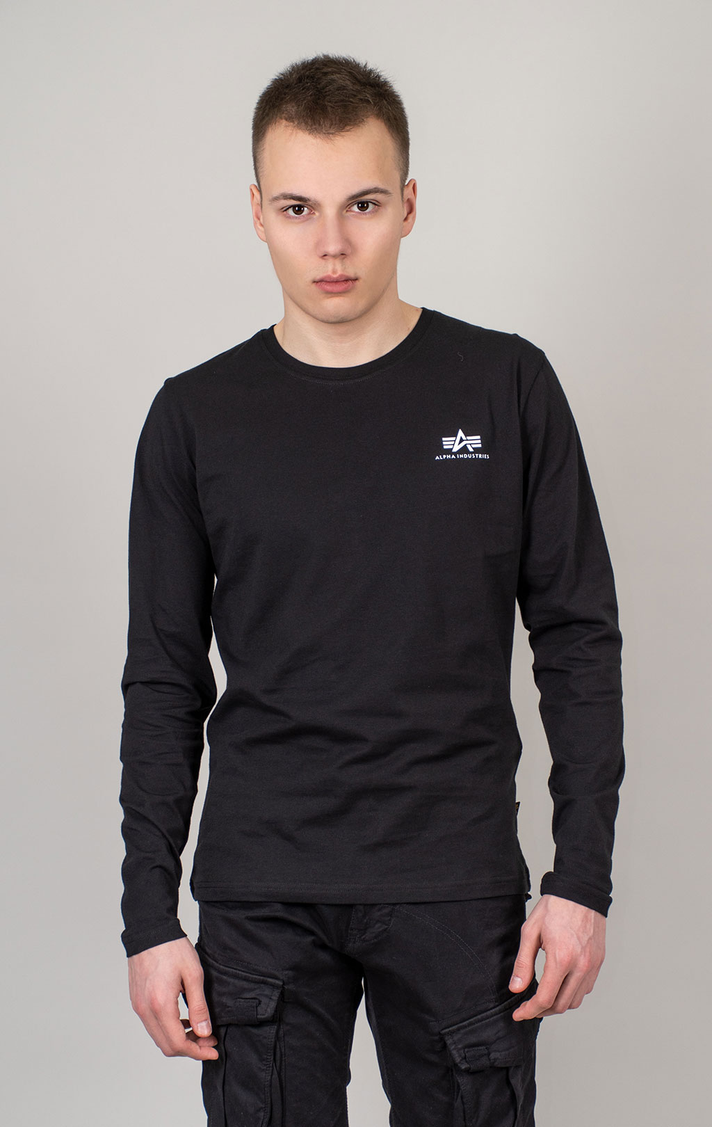 Лонгслив ALPHA INDUSTRIES BASIC LS SMALL LOGO black 