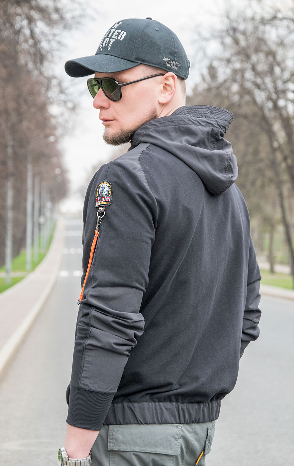 Толстовка с капюшоном PARAJUMPERS TRIDENT на молнии SS 23 black 