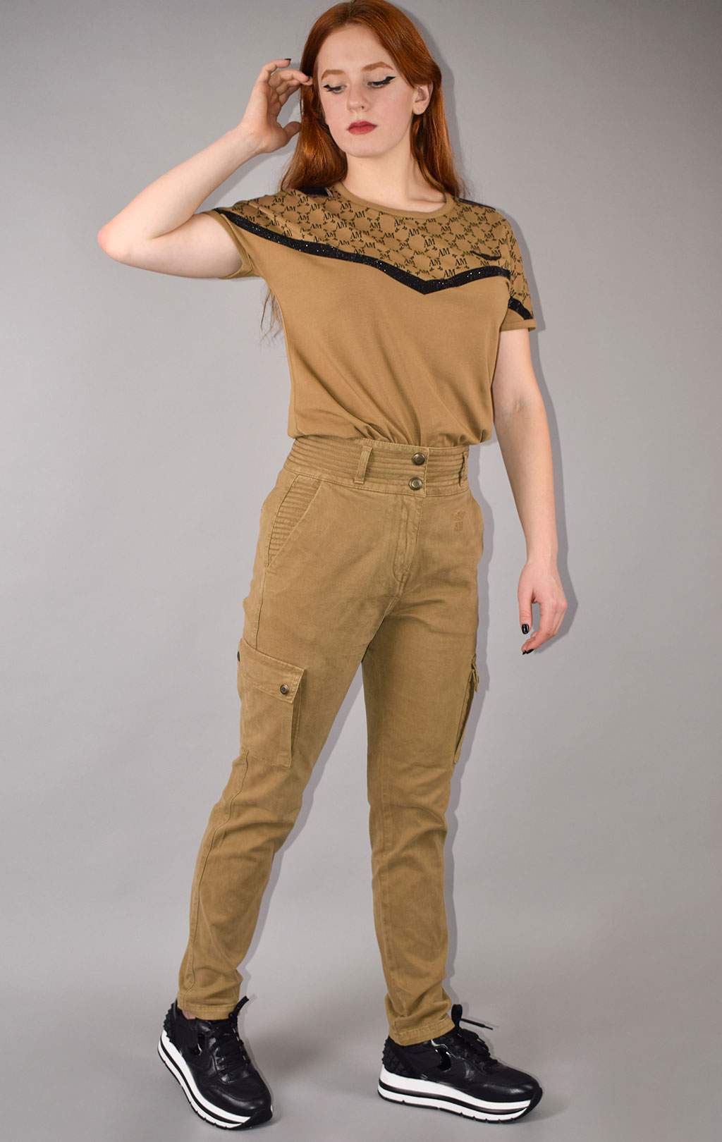 Женская футболка AERONAUTICA MILITARE FW 20/21/PT khaki (TS 1797) 