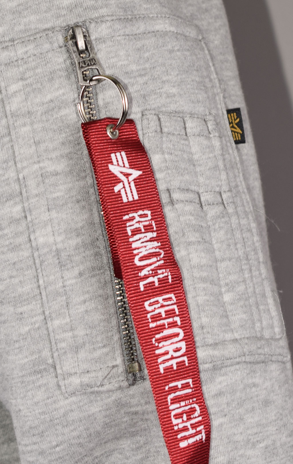 Толстовка ALPHA INDUSTRIES RED STRIPE HOODY grey heather 