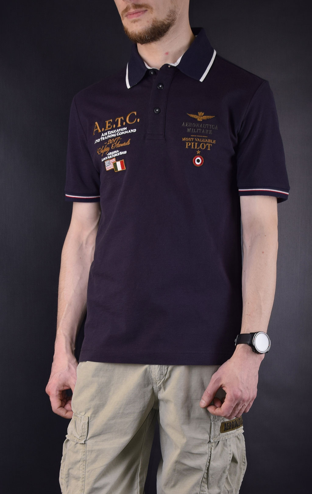 Футболка-поло AERONAUTICA MILITARE SS19 blue navy (PO 1353) 