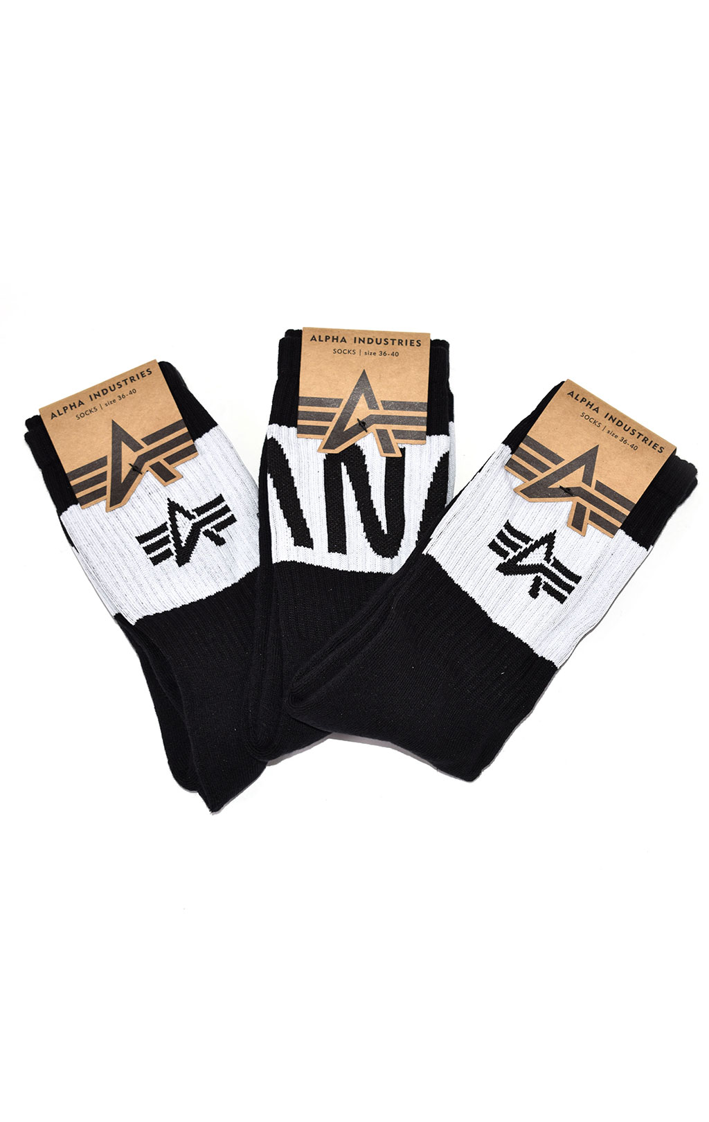 Носки ALPHA INDUSTRIES NASA TYPO SOCKS (упаковка 3 пары) black 