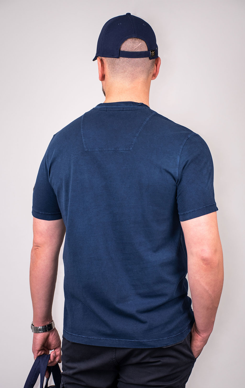 Футболка AERONAUTICA MILITARE vintage aircraft mechanic SS 24/IN blue navy washed (TS 2227) 