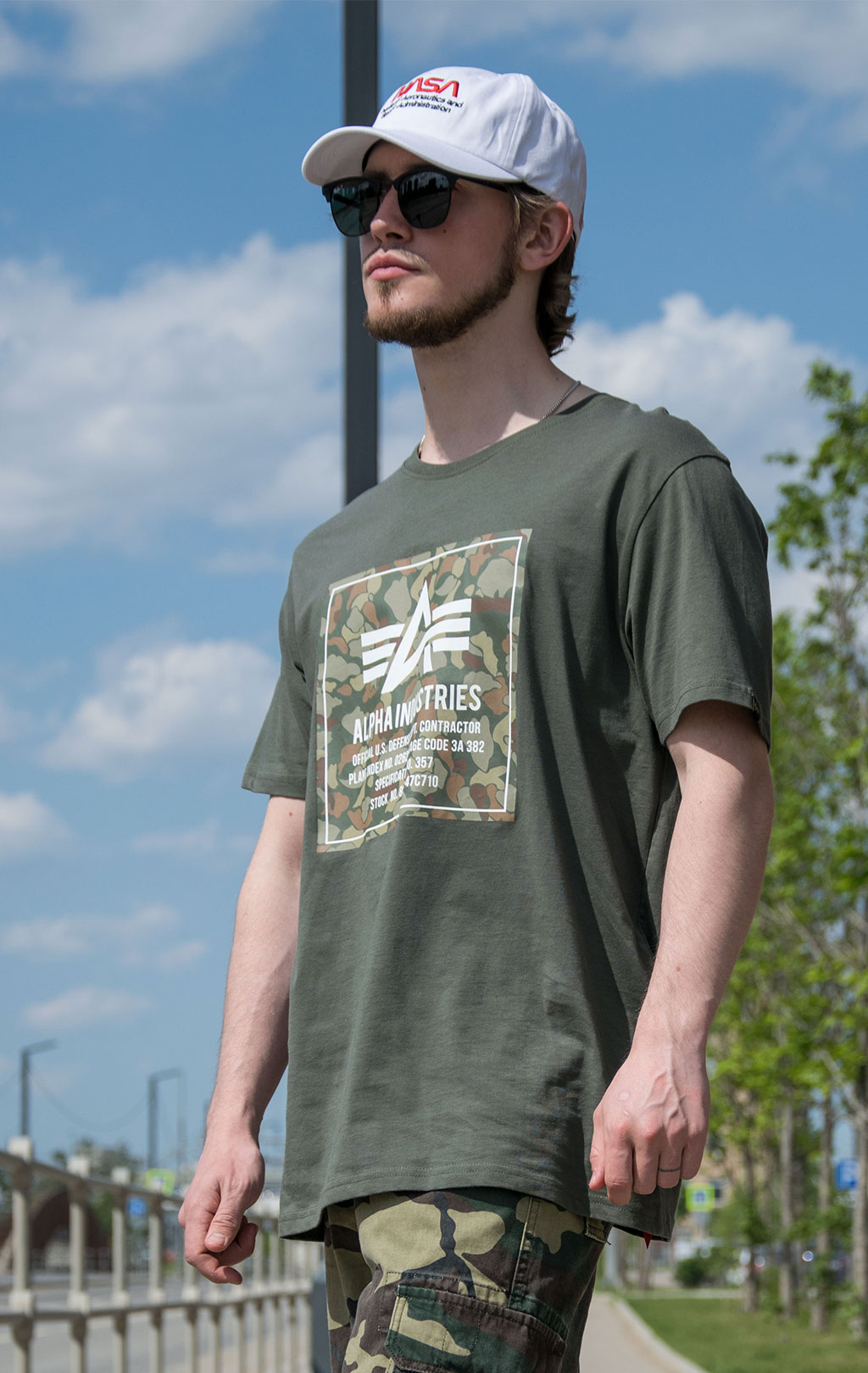 Футболка ALPHA INDUSTRIES CAMO BLOCK T dark olive 