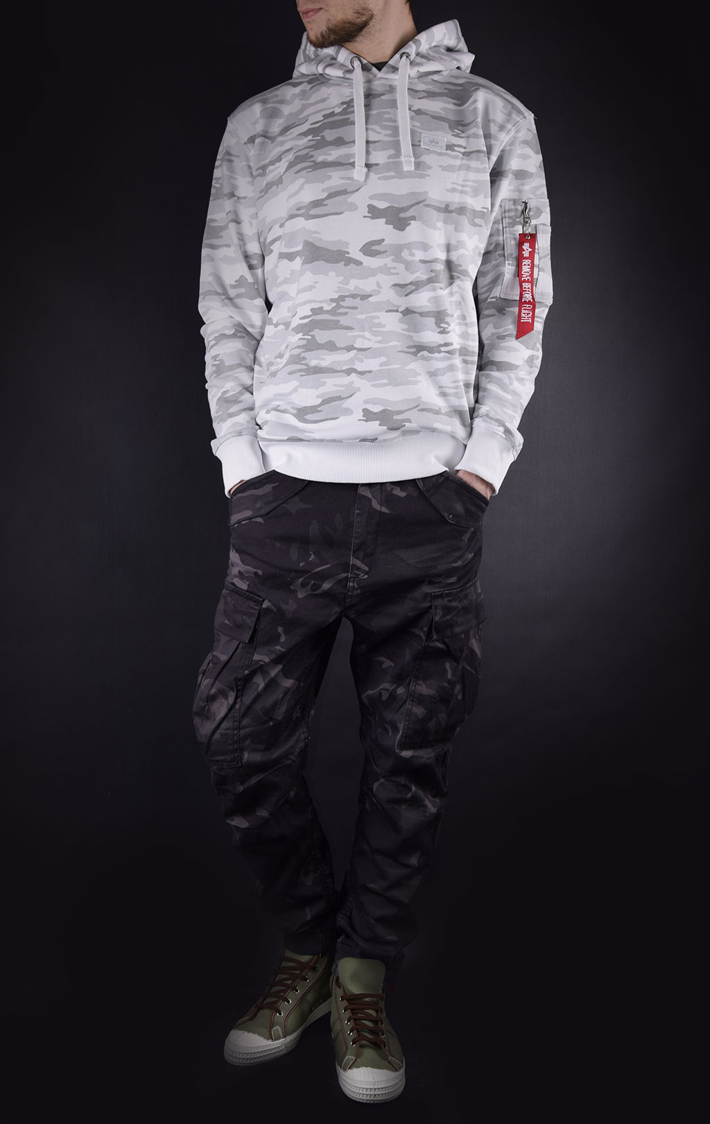 Толстовка ALPHA INDUSTRIES X-FIT HOODY white camo 