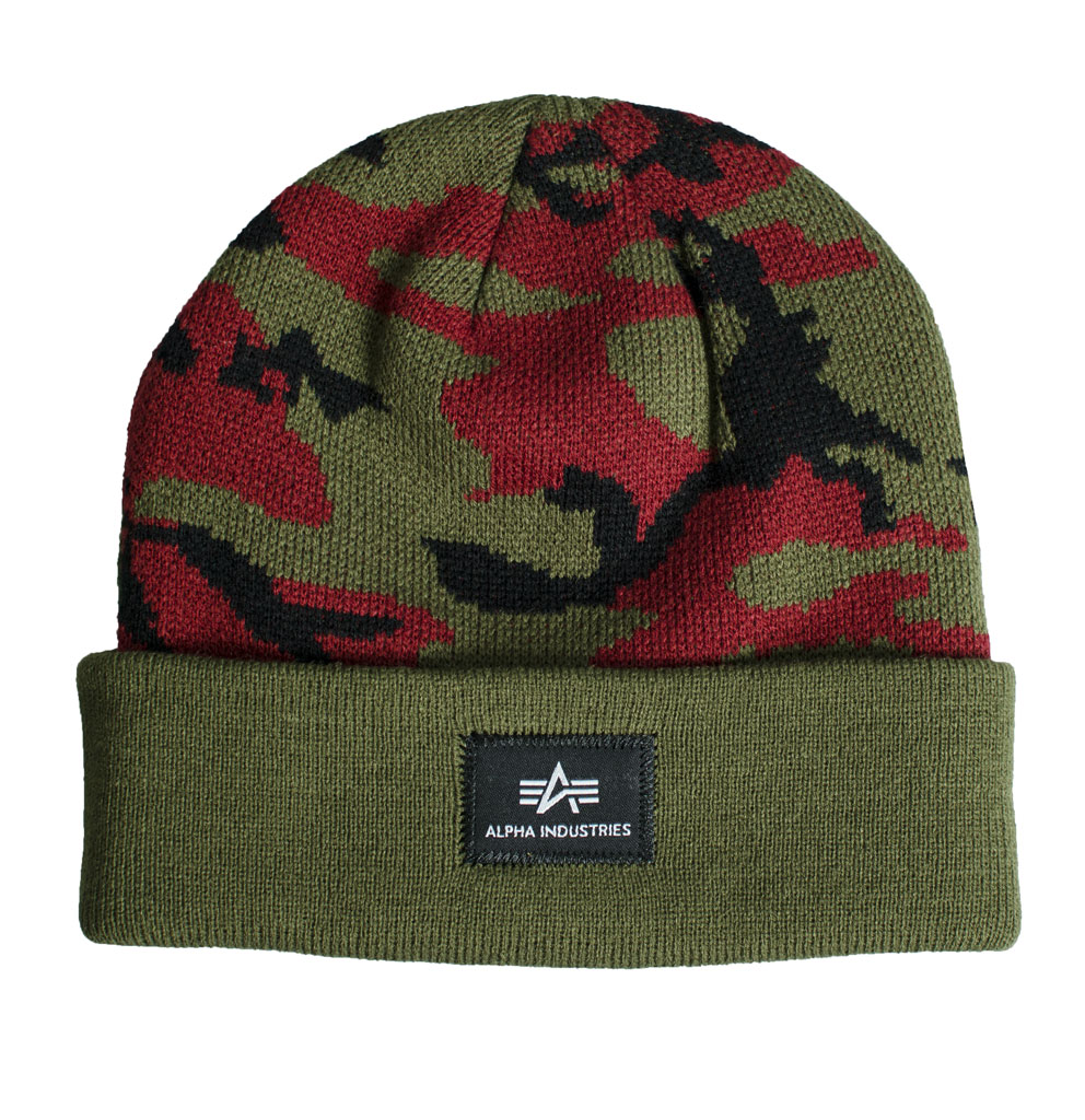 Шапка ALPHA INDUSTRIES X-FIT CAMO BEANIE woodland camo 