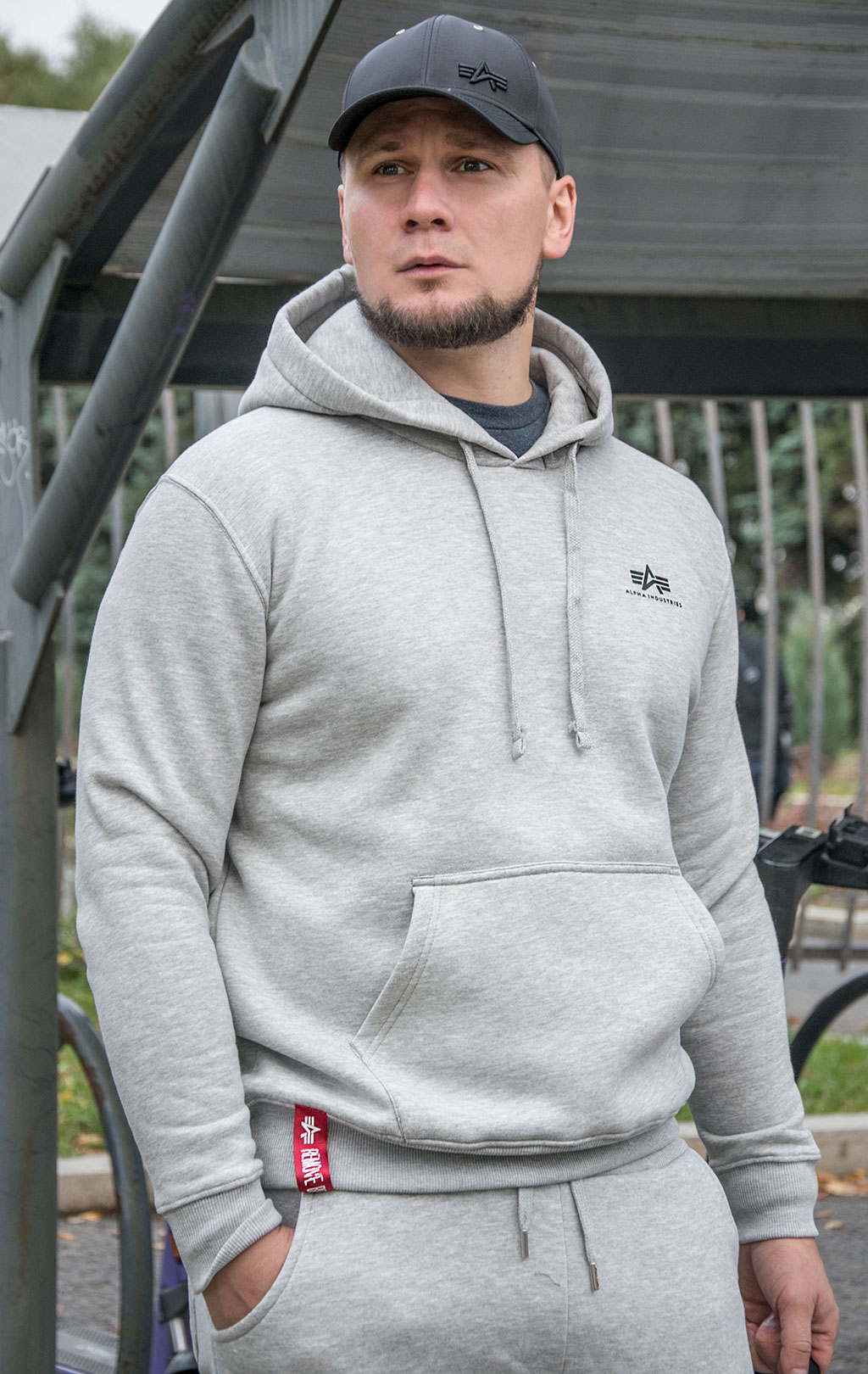 Толстовка ALPHA INDUSTRIES BASIC HOODY SMALL LOGO grey heather 