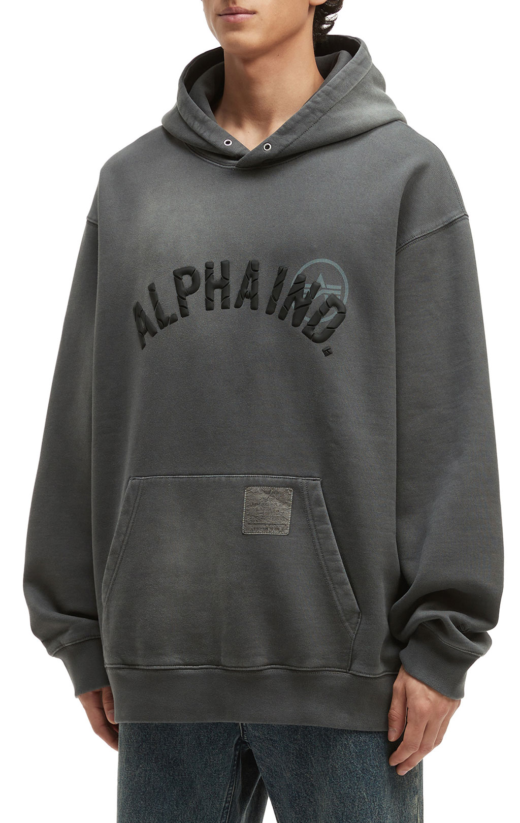 Толстовка ALPHA INDUSTRIES UNFRM WASHED ALPHA IND HOODIE FW 25/26 gray M001132 