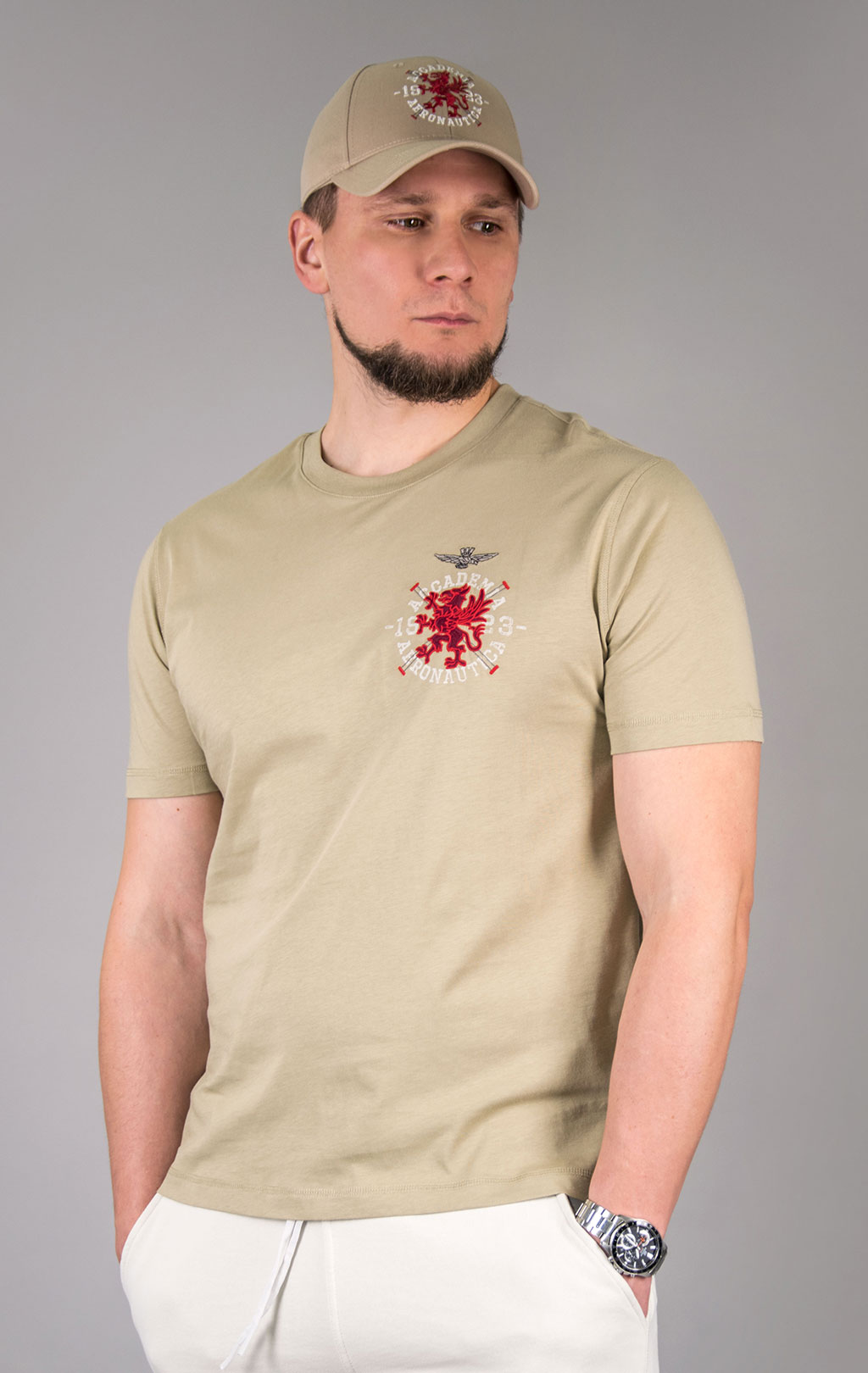 Футболка AERONAUTICA MILITARE CORSO GRIFO SS 24/TR sand washed (TS 2201) 
