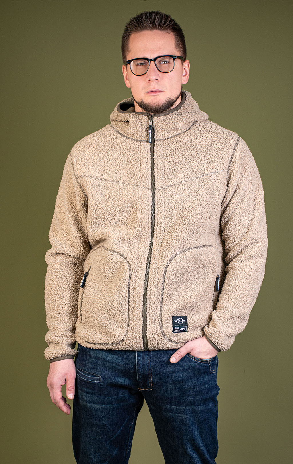 Куртка с капюшоном Pentagon SHERPA IANOS 2 in 1 флис khaki/06E-RAL7013 09057 