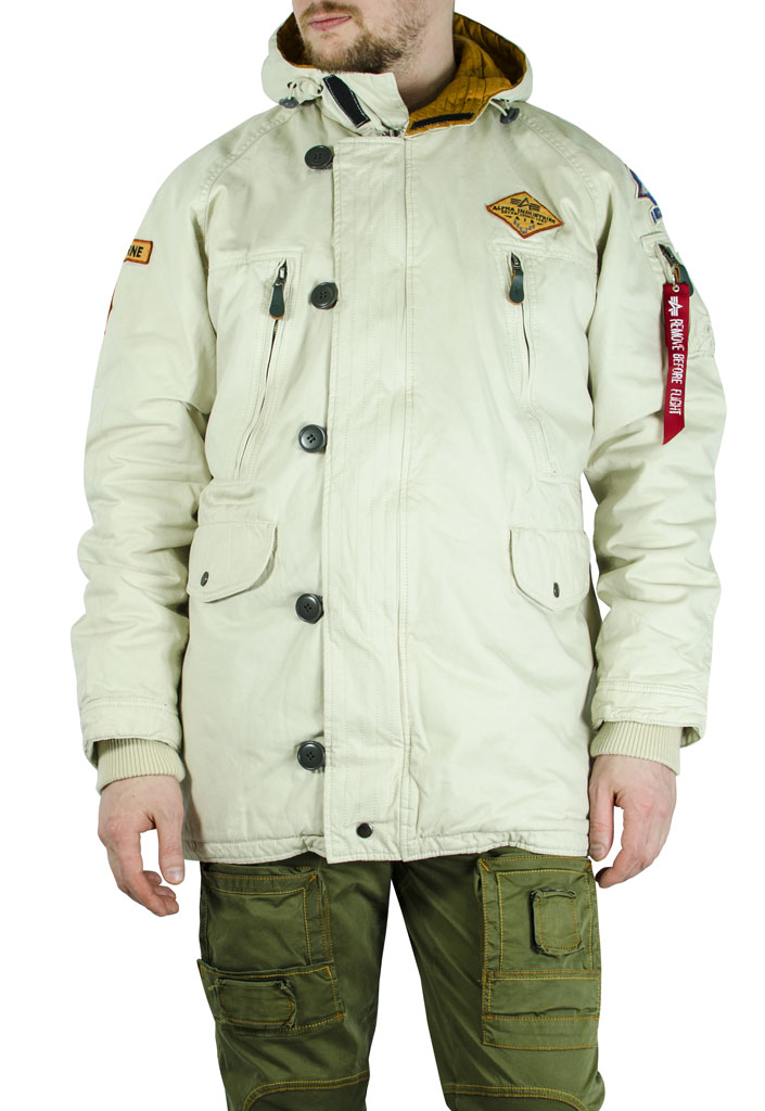 Аляска ALPHA INDUSTRIES AIR BORNE HOOD PARKA white off 